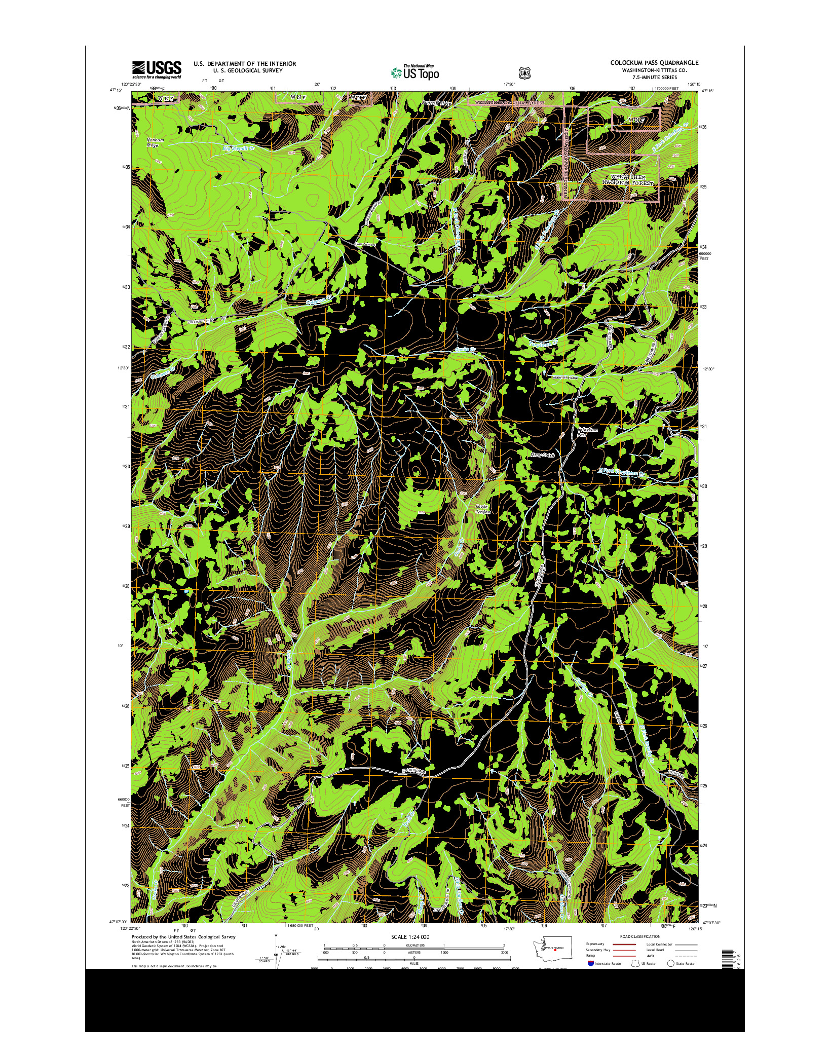 USGS US TOPO 7.5-MINUTE MAP FOR COLOCKUM PASS, WA 2014