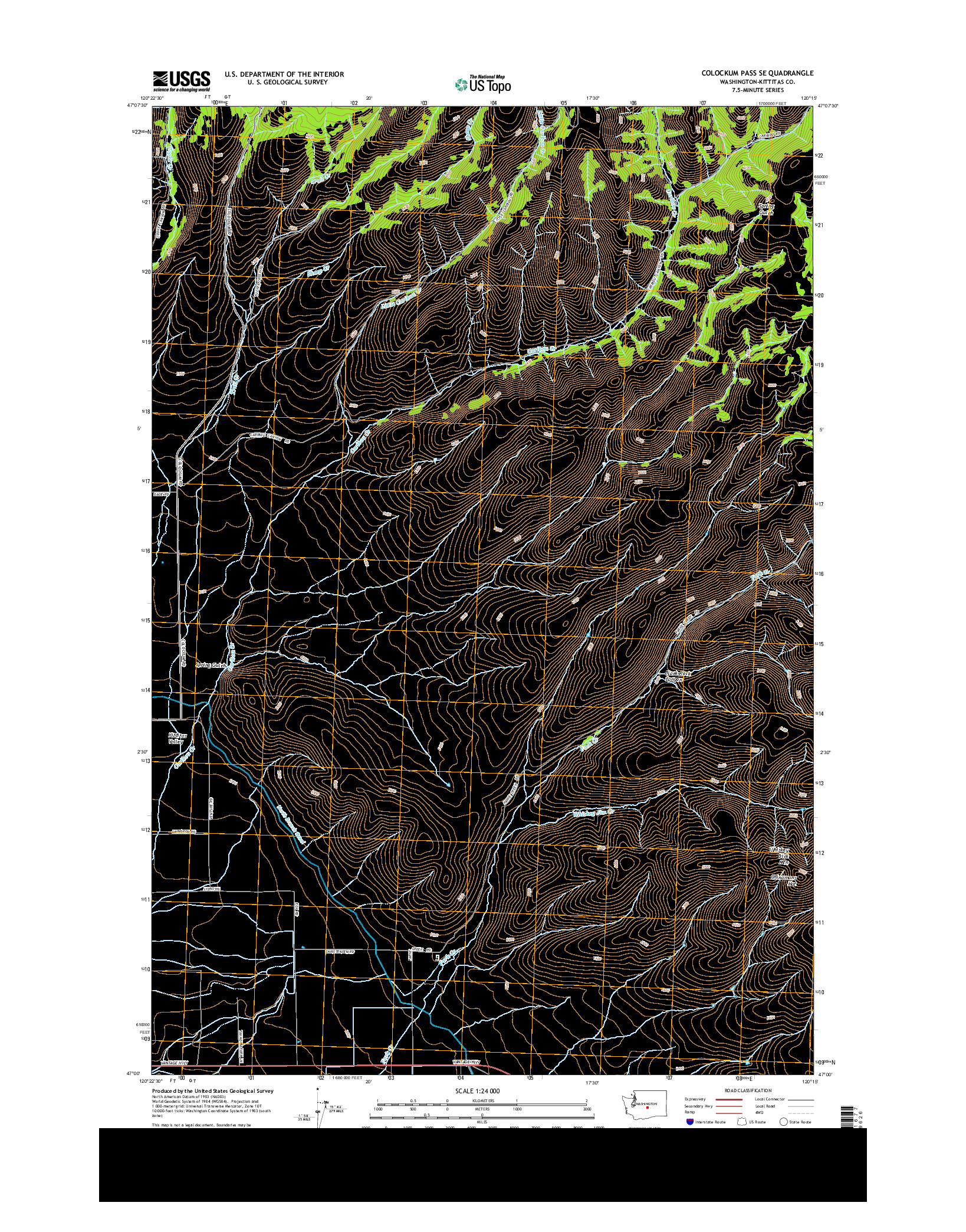 USGS US TOPO 7.5-MINUTE MAP FOR COLOCKUM PASS SE, WA 2014