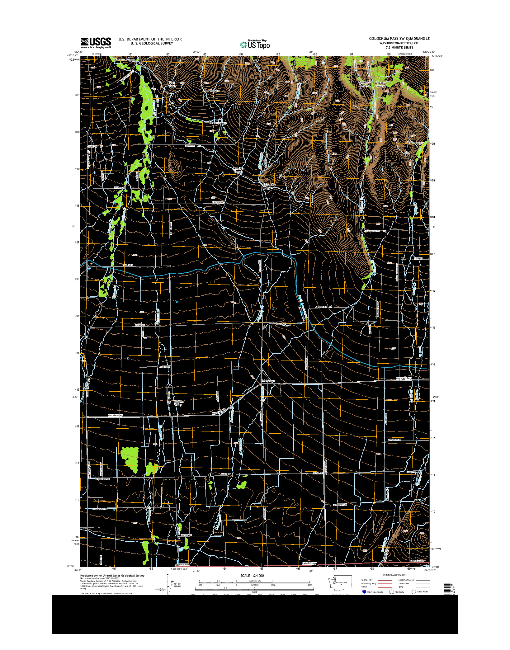 USGS US TOPO 7.5-MINUTE MAP FOR COLOCKUM PASS SW, WA 2014