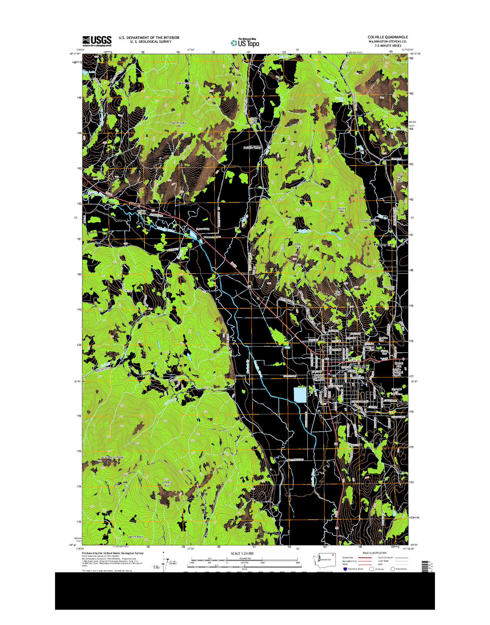 USGS US TOPO 7.5-MINUTE MAP FOR COLVILLE, WA 2014
