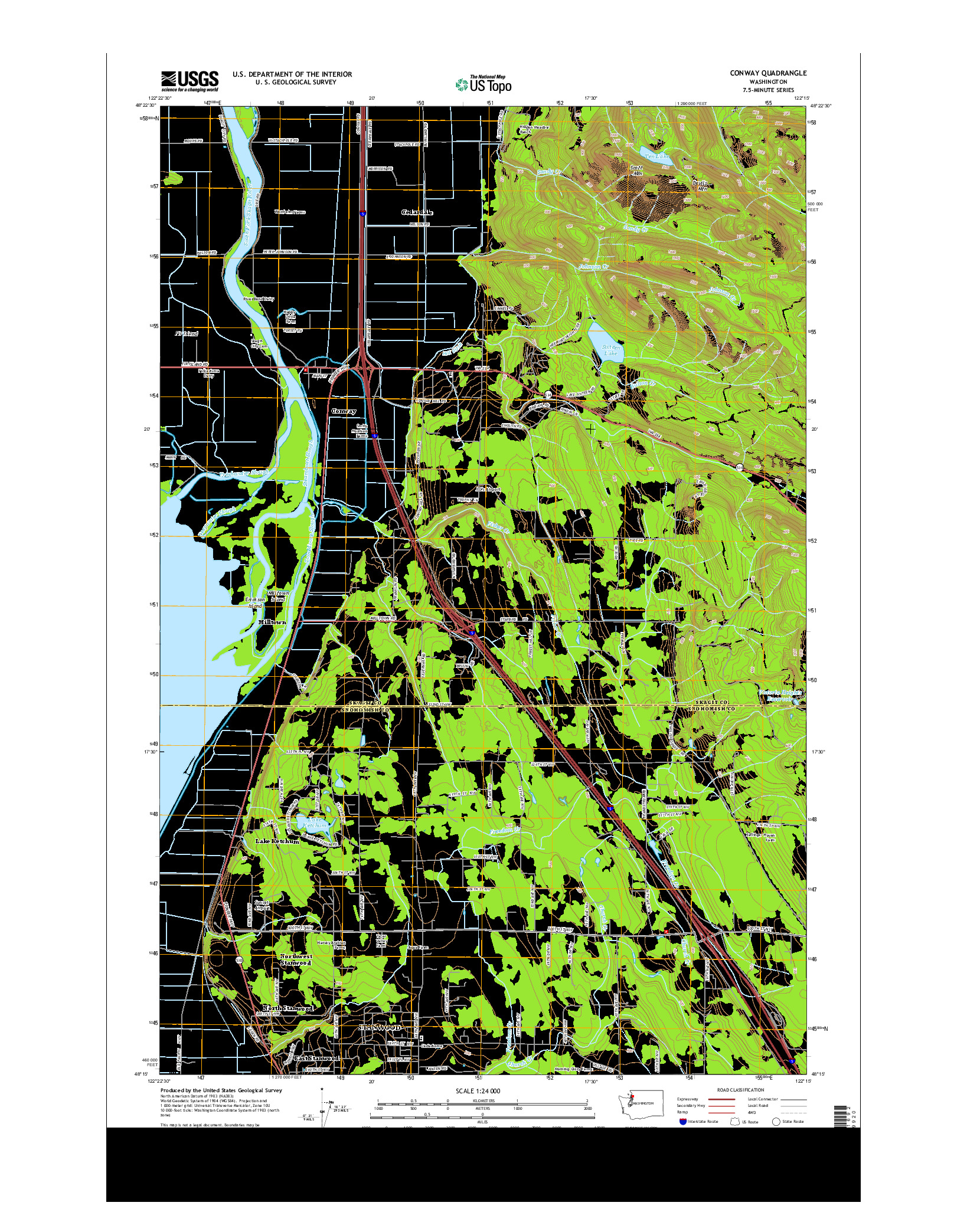 USGS US TOPO 7.5-MINUTE MAP FOR CONWAY, WA 2014