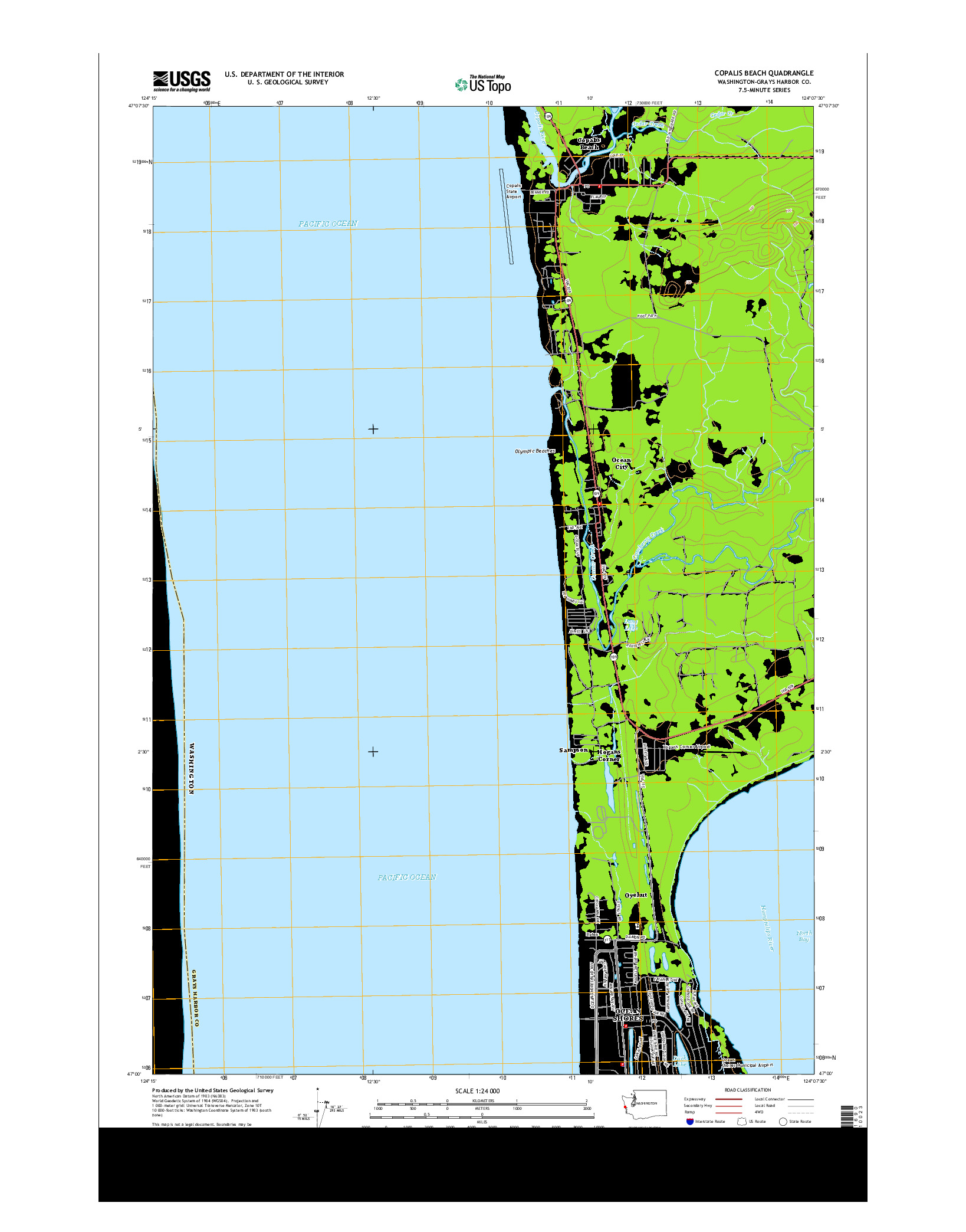 USGS US TOPO 7.5-MINUTE MAP FOR COPALIS BEACH, WA 2014