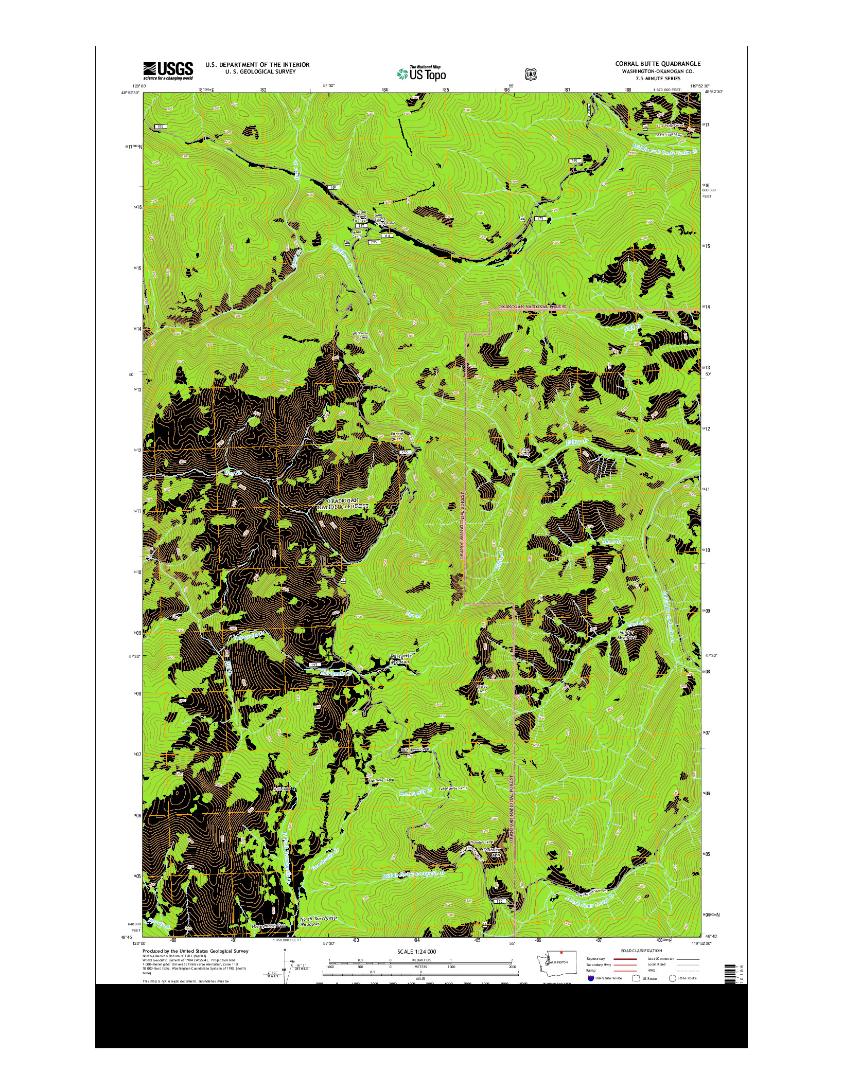 USGS US TOPO 7.5-MINUTE MAP FOR CORRAL BUTTE, WA 2014