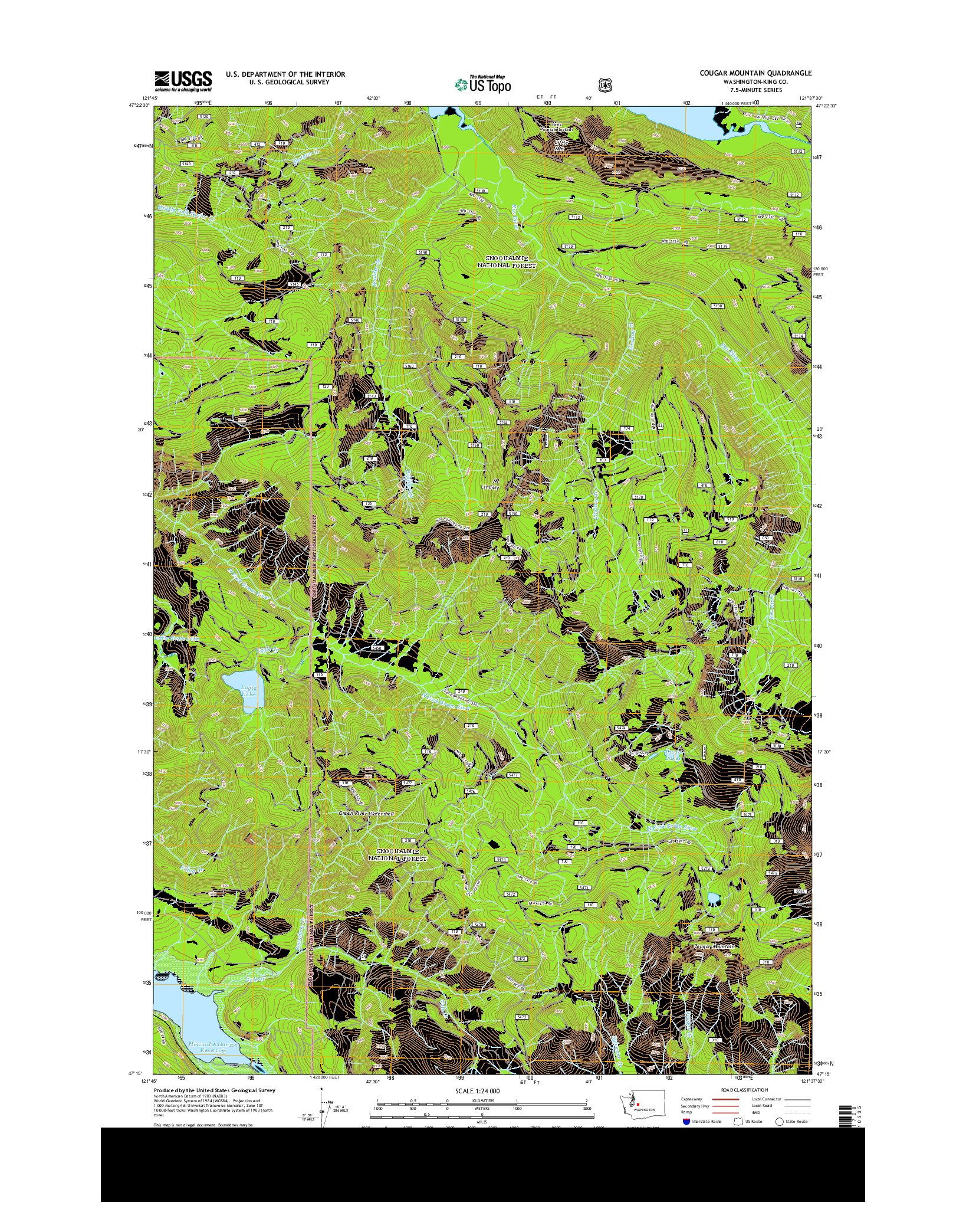 USGS US TOPO 7.5-MINUTE MAP FOR COUGAR MOUNTAIN, WA 2014