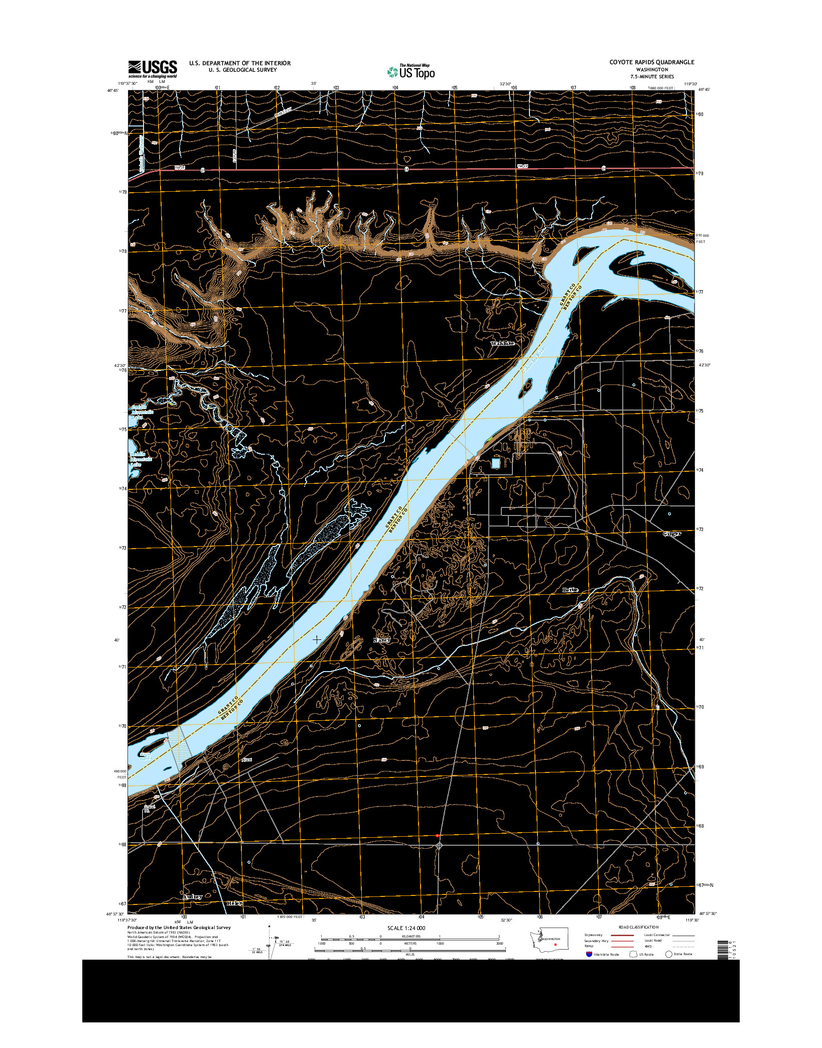 USGS US TOPO 7.5-MINUTE MAP FOR COYOTE RAPIDS, WA 2014