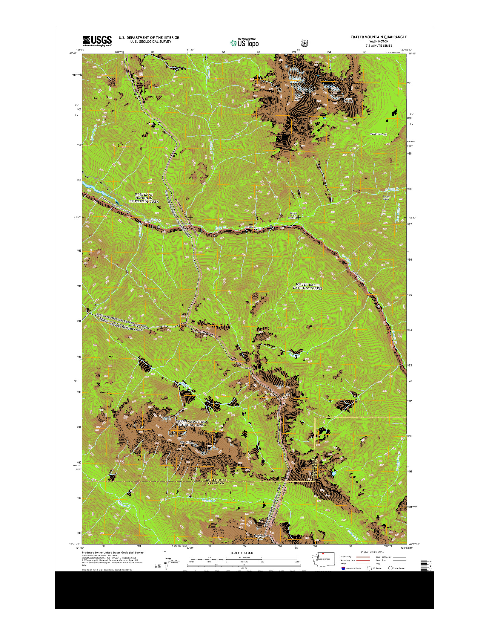 USGS US TOPO 7.5-MINUTE MAP FOR CRATER MOUNTAIN, WA 2014