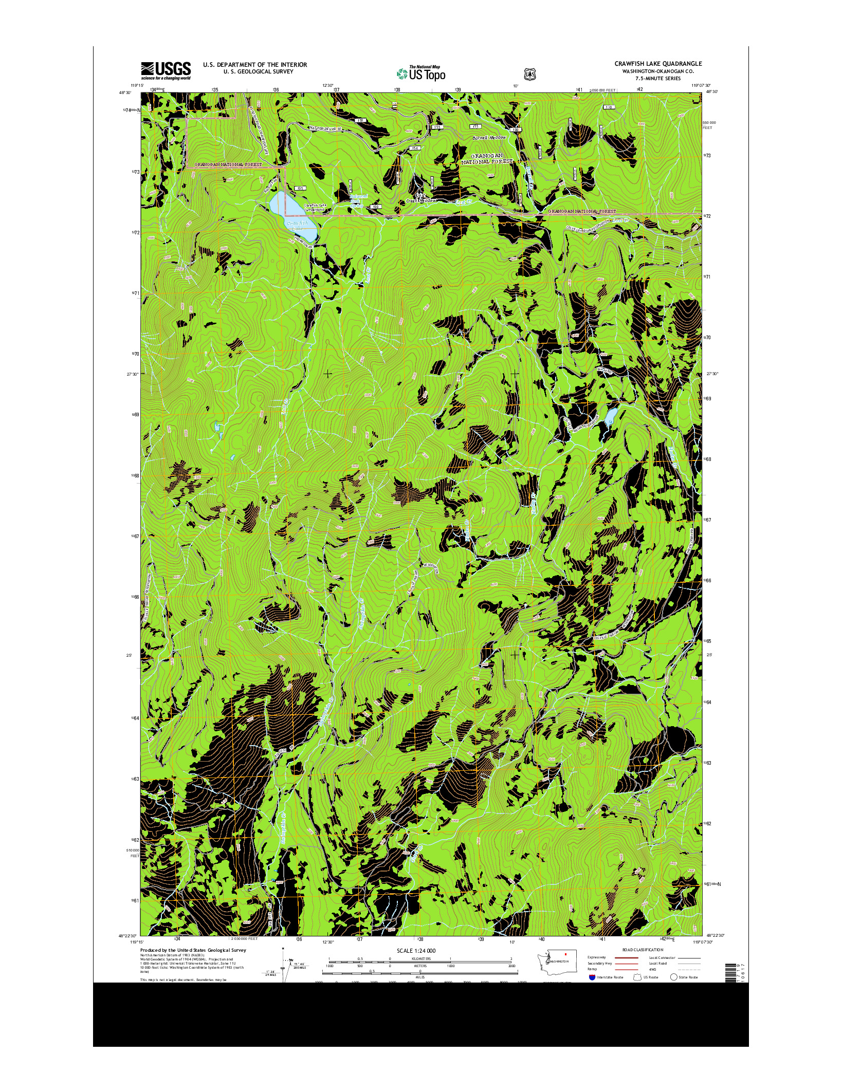 USGS US TOPO 7.5-MINUTE MAP FOR CRAWFISH LAKE, WA 2014