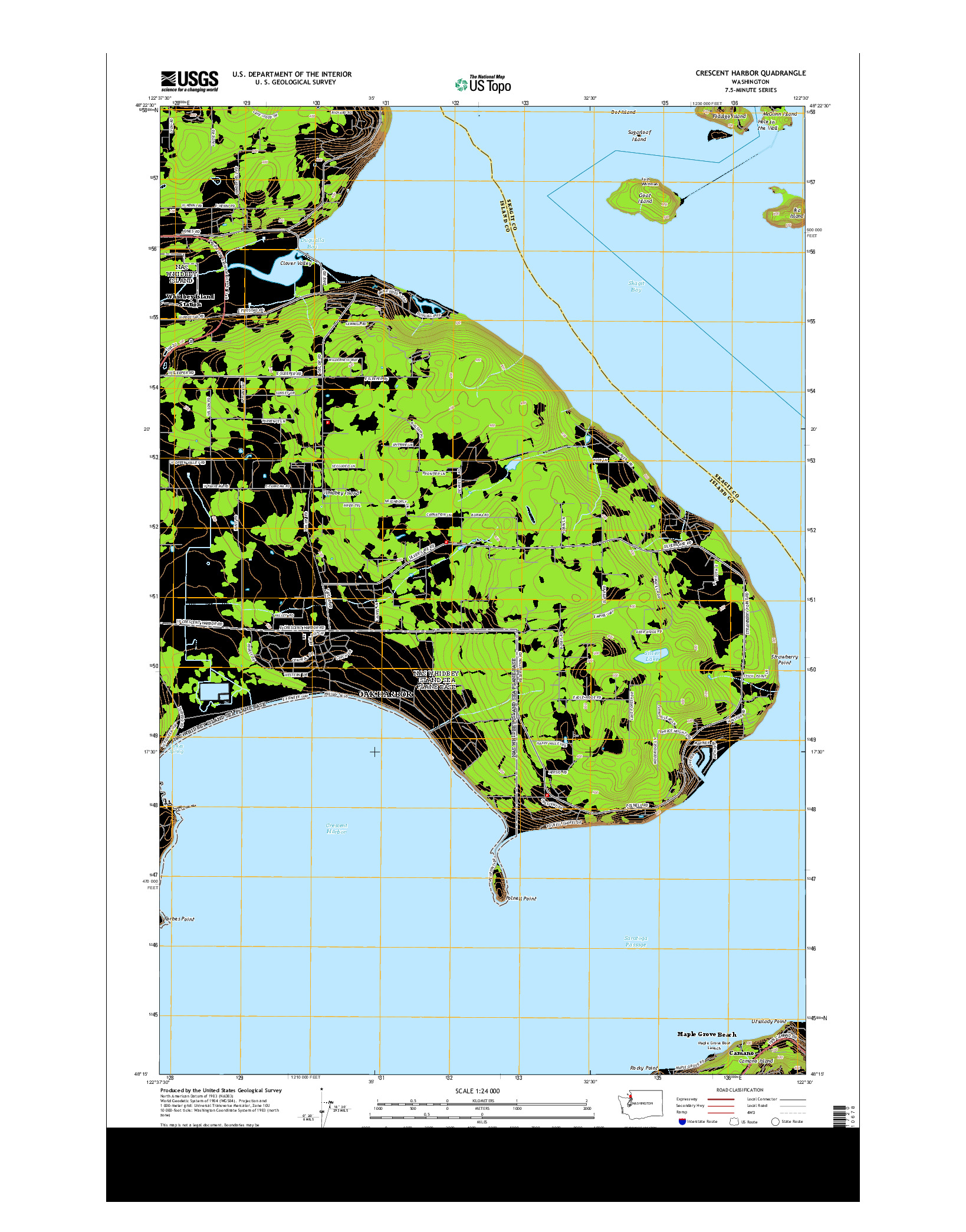 USGS US TOPO 7.5-MINUTE MAP FOR CRESCENT HARBOR, WA 2014