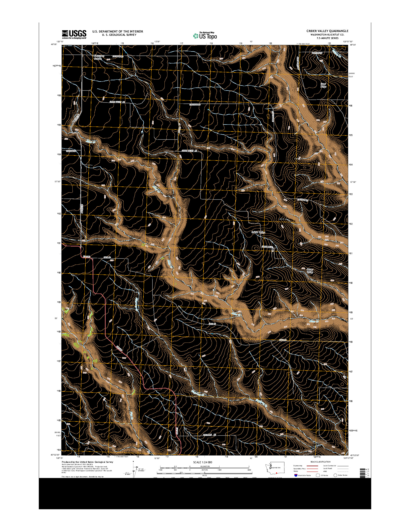 USGS US TOPO 7.5-MINUTE MAP FOR CRIDER VALLEY, WA 2014