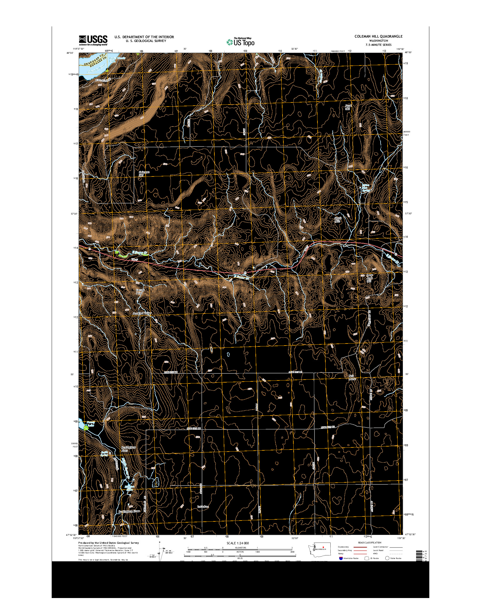 USGS US TOPO 7.5-MINUTE MAP FOR COLEMAN HILL, WA 2014