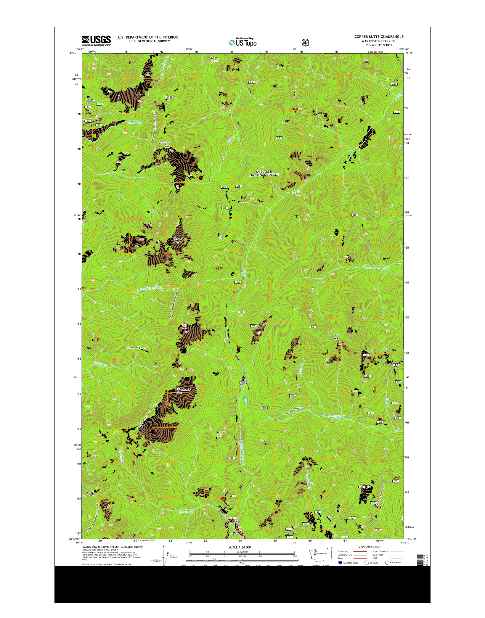 USGS US TOPO 7.5-MINUTE MAP FOR COPPER BUTTE, WA 2014