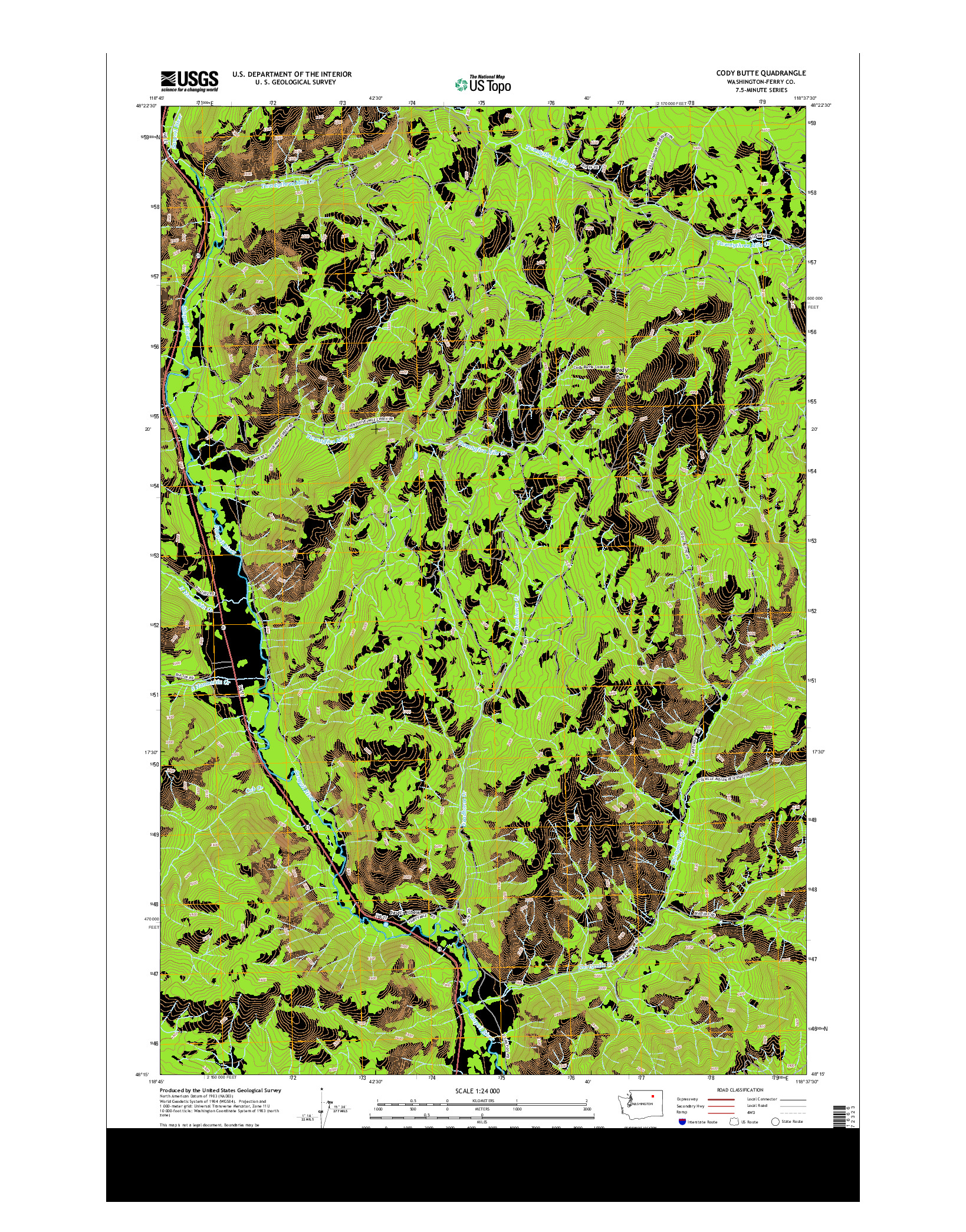 USGS US TOPO 7.5-MINUTE MAP FOR CODY BUTTE, WA 2014