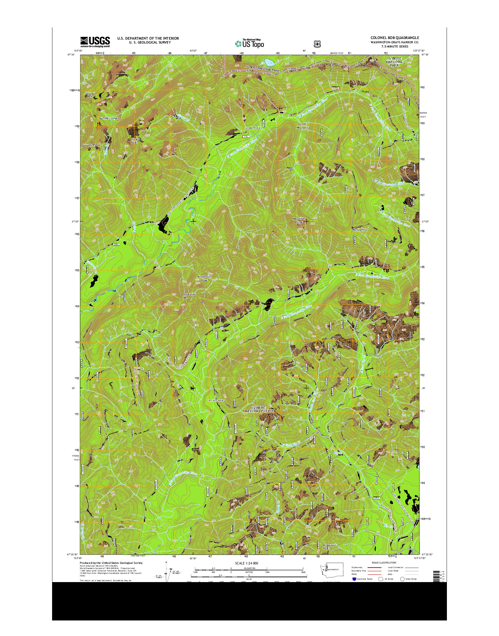 USGS US TOPO 7.5-MINUTE MAP FOR COLONEL BOB, WA 2014