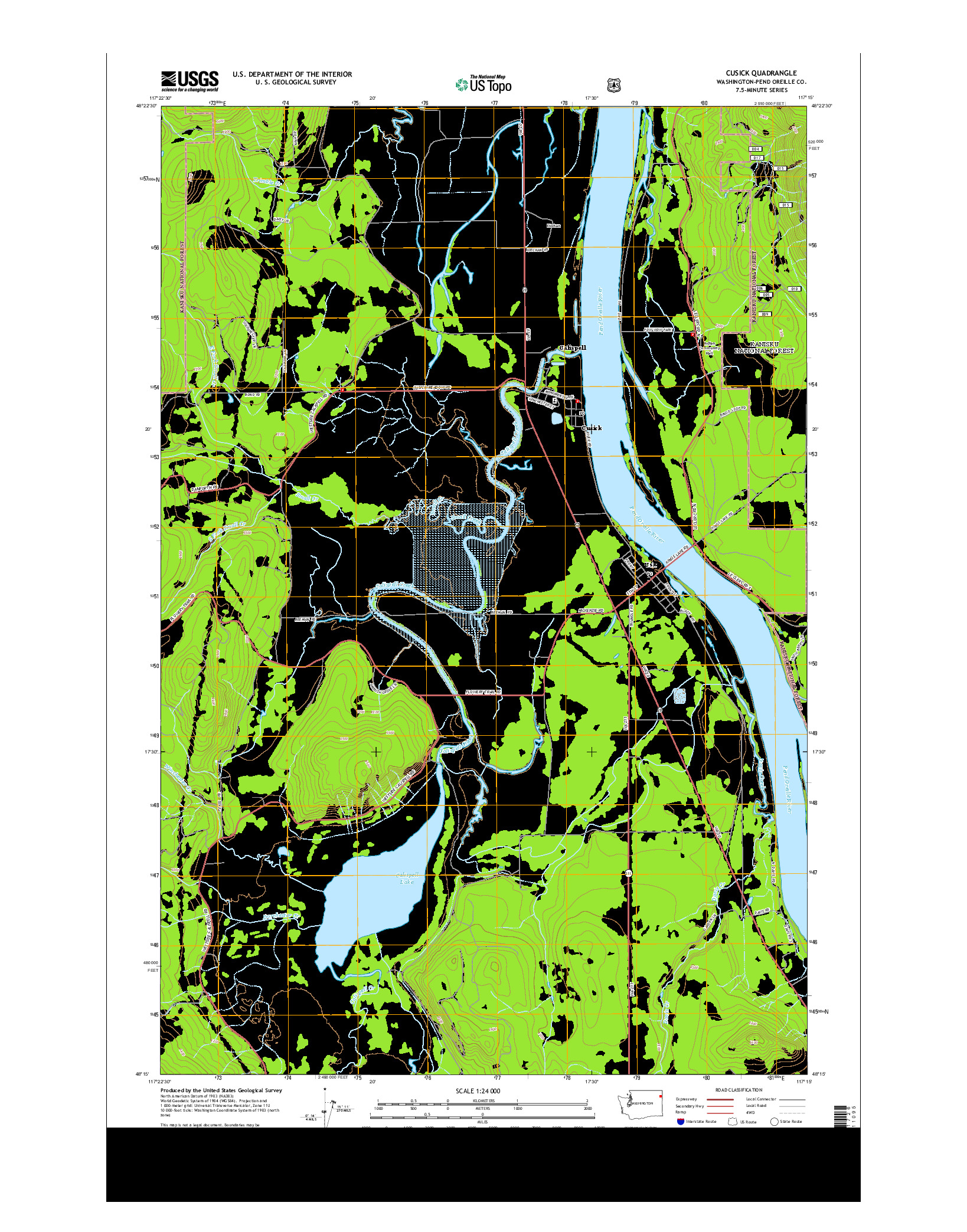USGS US TOPO 7.5-MINUTE MAP FOR CUSICK, WA 2014