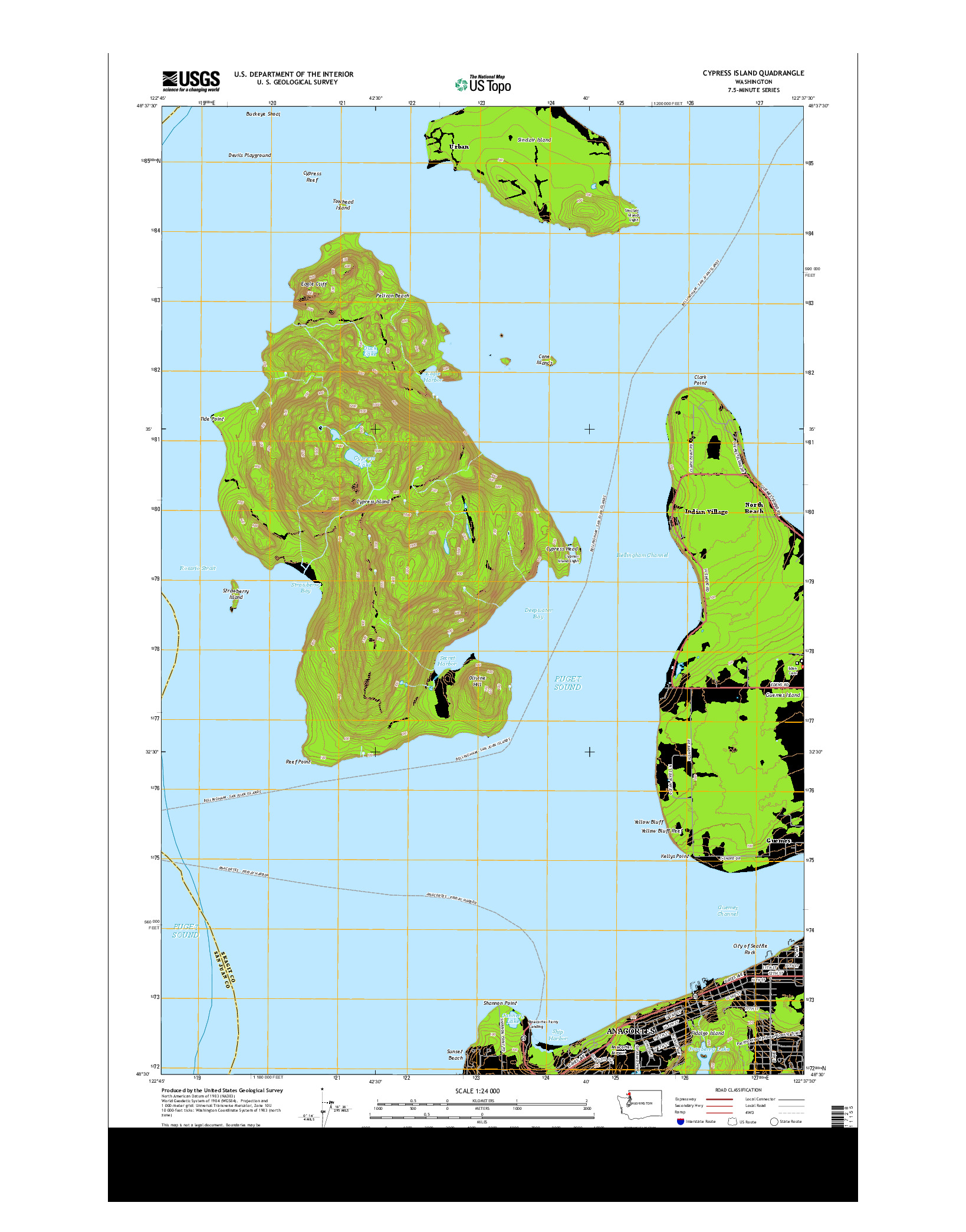 USGS US TOPO 7.5-MINUTE MAP FOR CYPRESS ISLAND, WA 2014