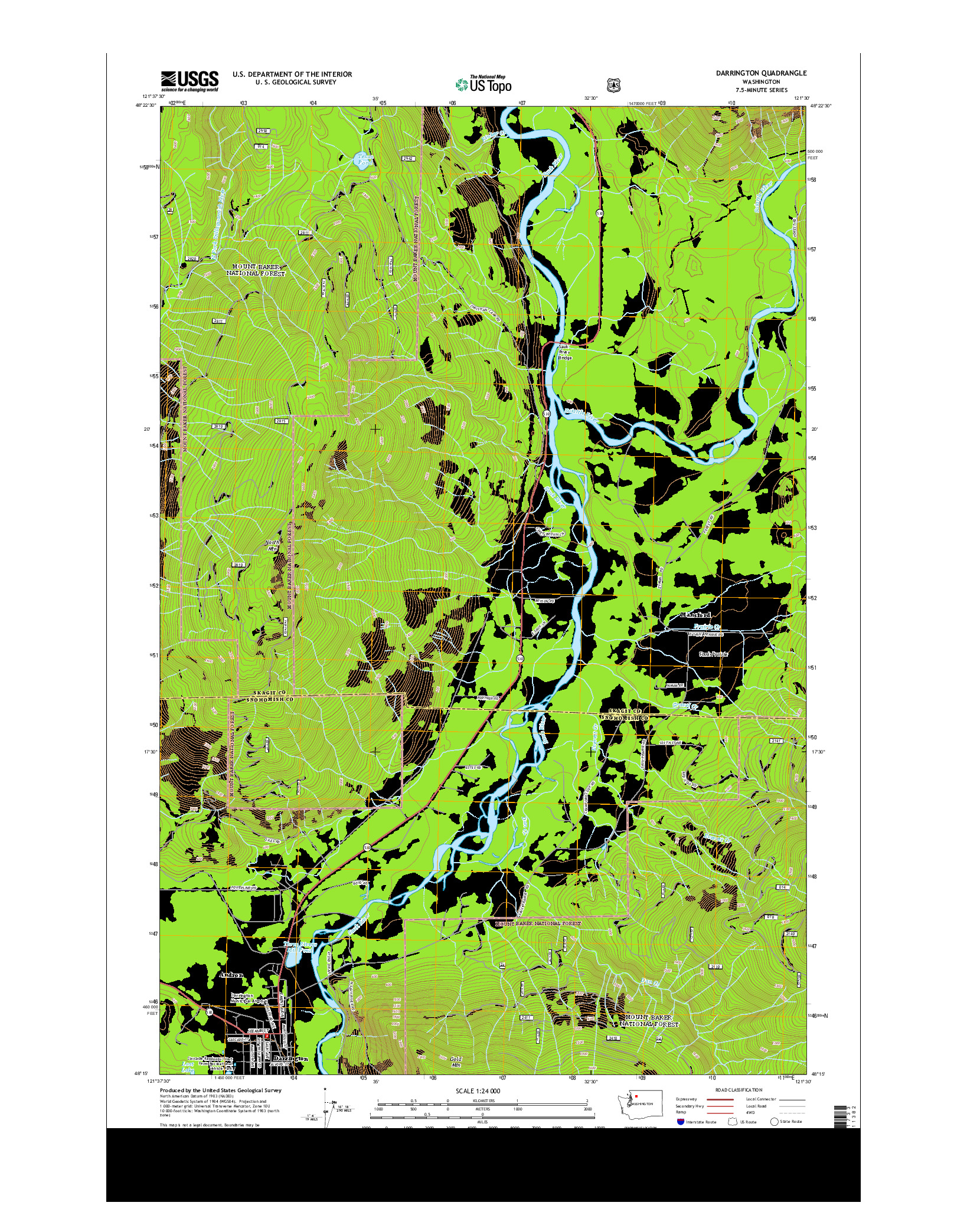 USGS US TOPO 7.5-MINUTE MAP FOR DARRINGTON, WA 2014