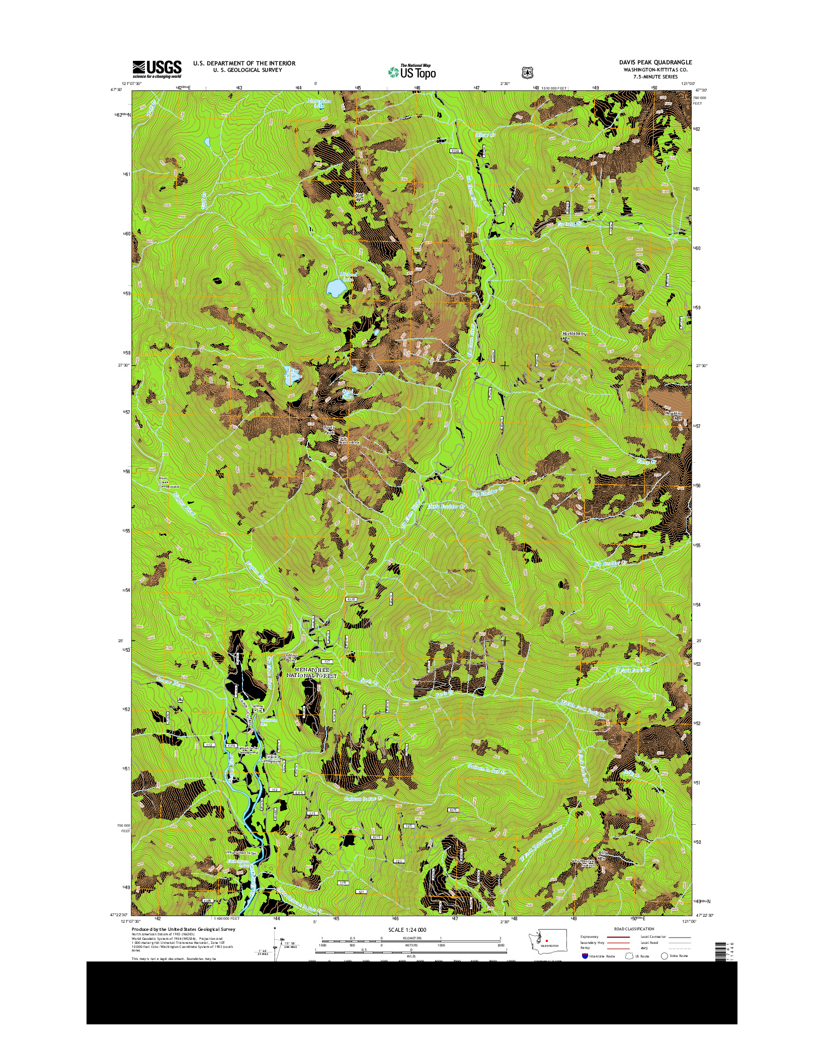 USGS US TOPO 7.5-MINUTE MAP FOR DAVIS PEAK, WA 2014