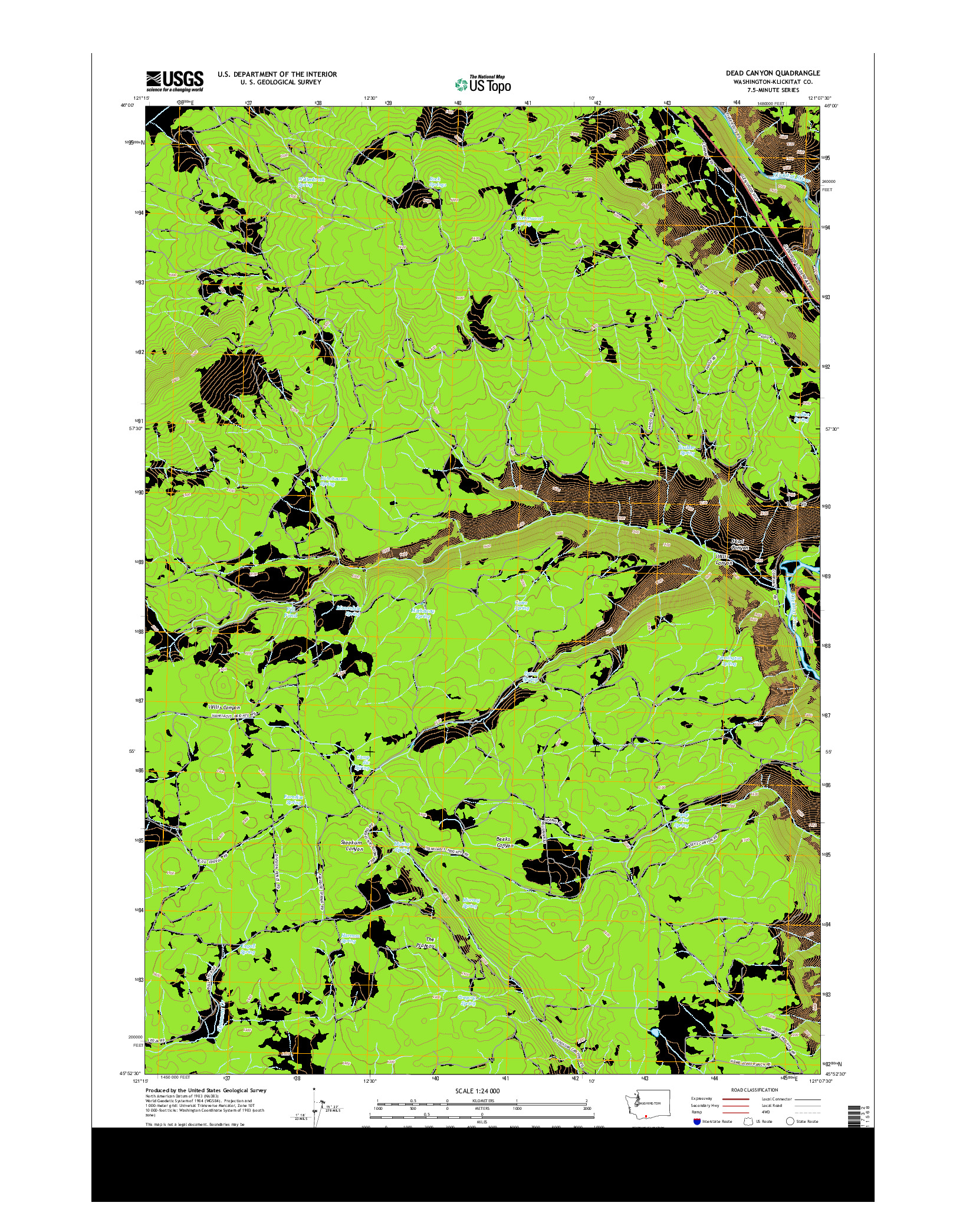 USGS US TOPO 7.5-MINUTE MAP FOR DEAD CANYON, WA 2014