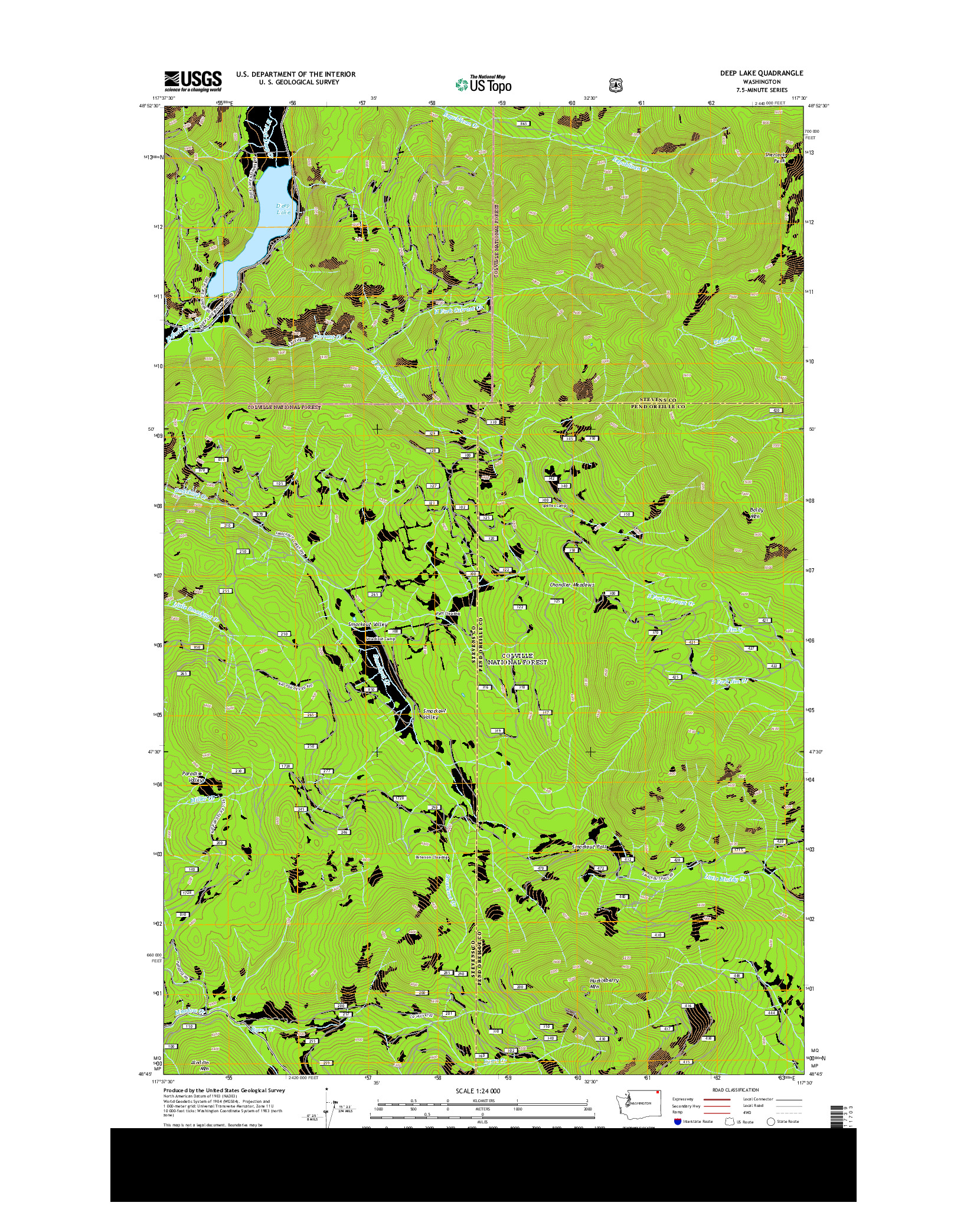 USGS US TOPO 7.5-MINUTE MAP FOR DEEP LAKE, WA 2014