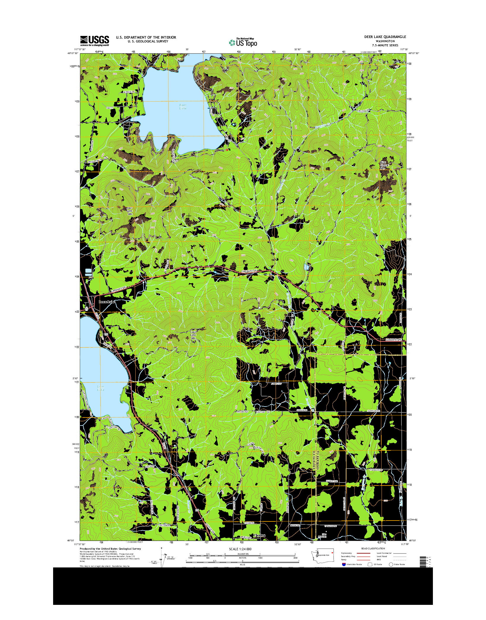 USGS US TOPO 7.5-MINUTE MAP FOR DEER LAKE, WA 2014