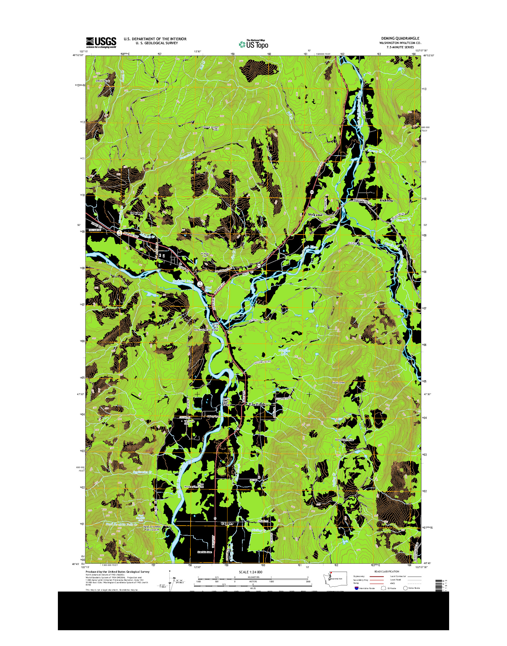 USGS US TOPO 7.5-MINUTE MAP FOR DEMING, WA 2014