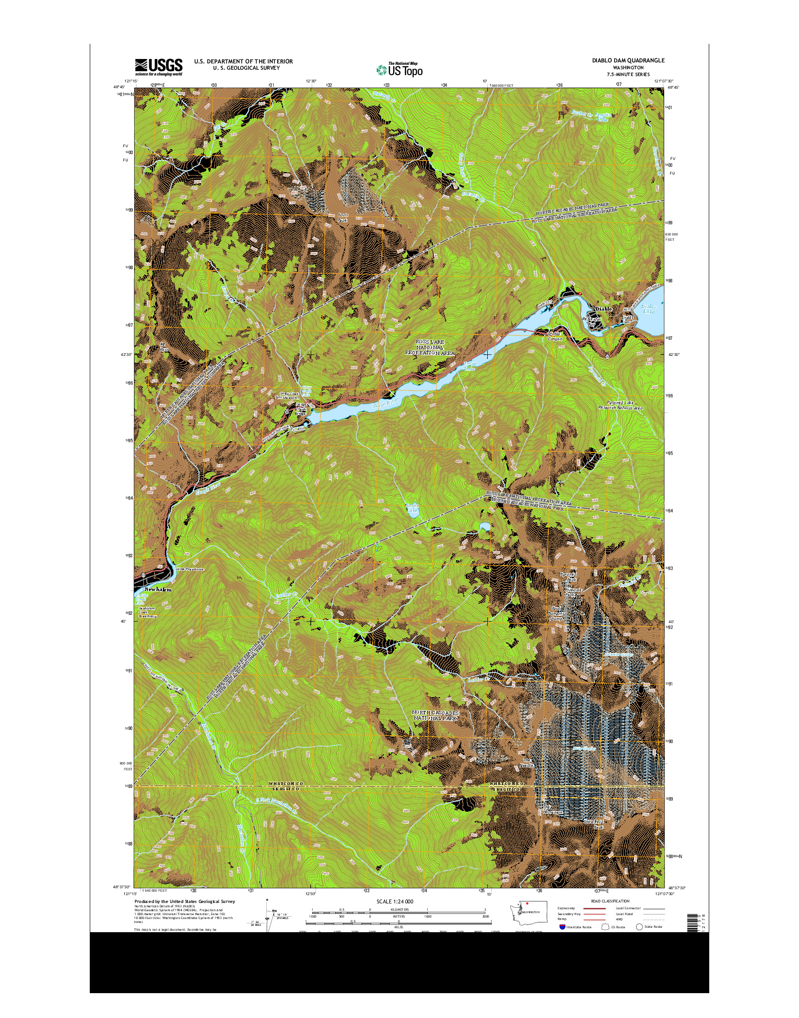 USGS US TOPO 7.5-MINUTE MAP FOR DIABLO DAM, WA 2014