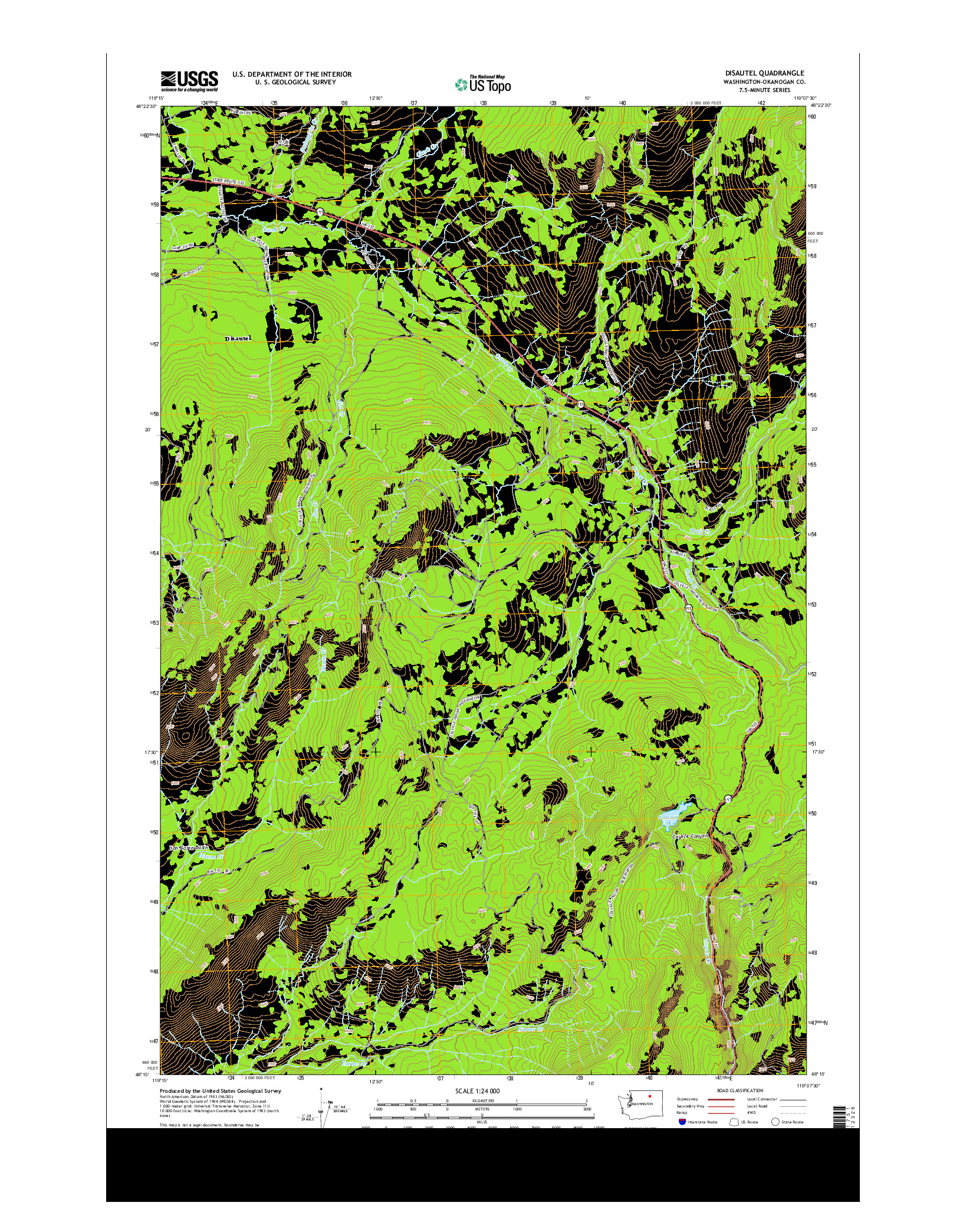 USGS US TOPO 7.5-MINUTE MAP FOR DISAUTEL, WA 2014