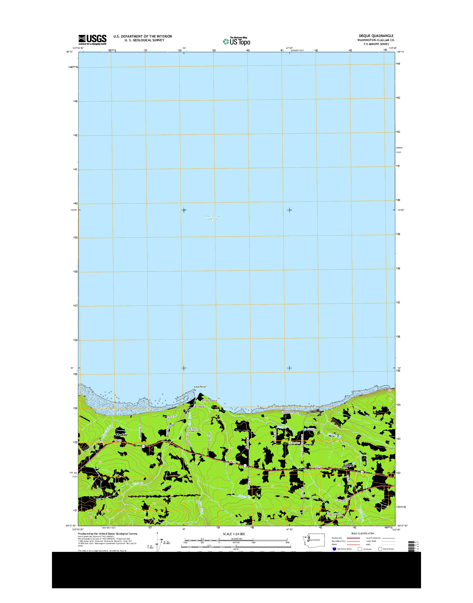 USGS US TOPO 7.5-MINUTE MAP FOR DISQUE, WA 2014