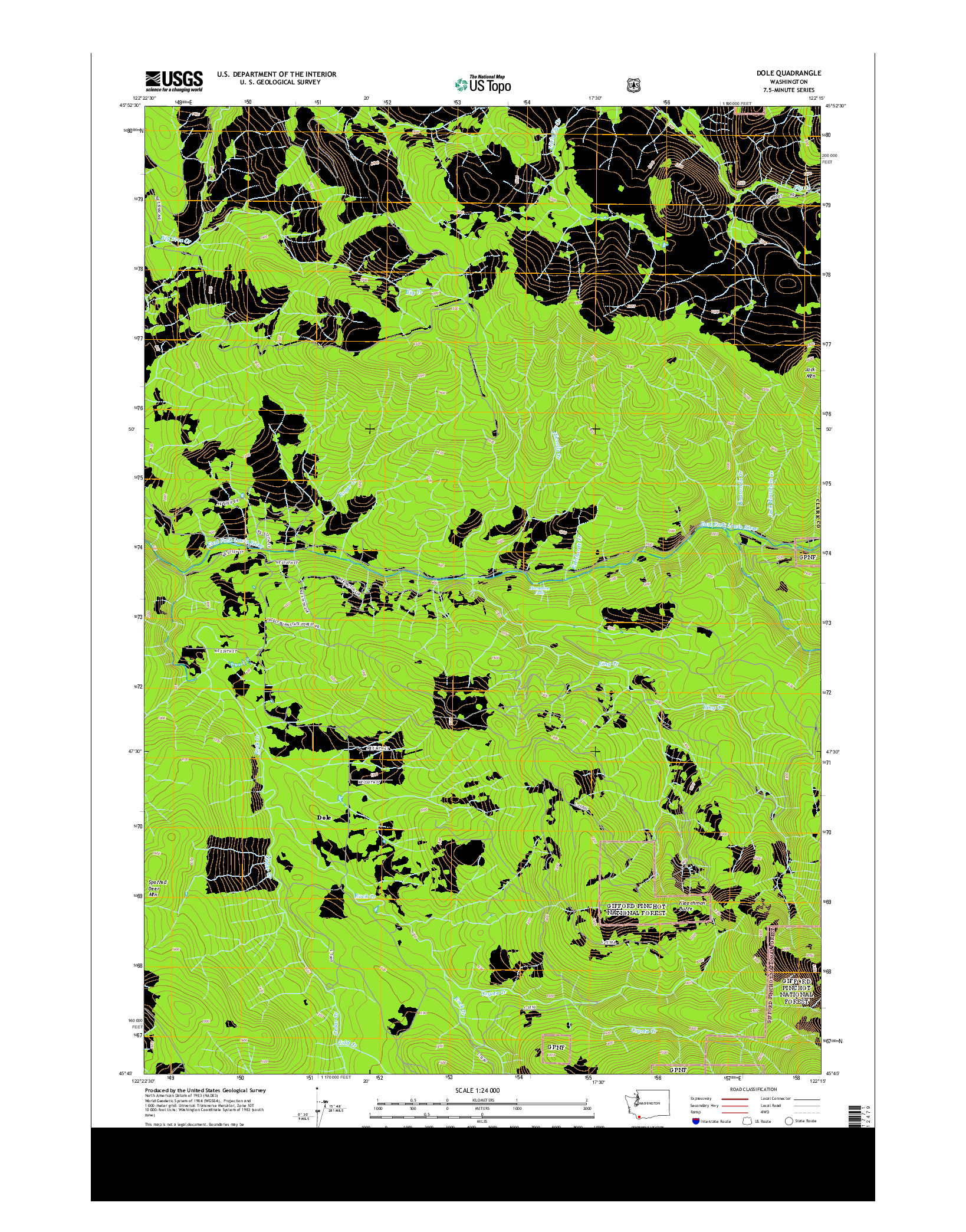 USGS US TOPO 7.5-MINUTE MAP FOR DOLE, WA 2014