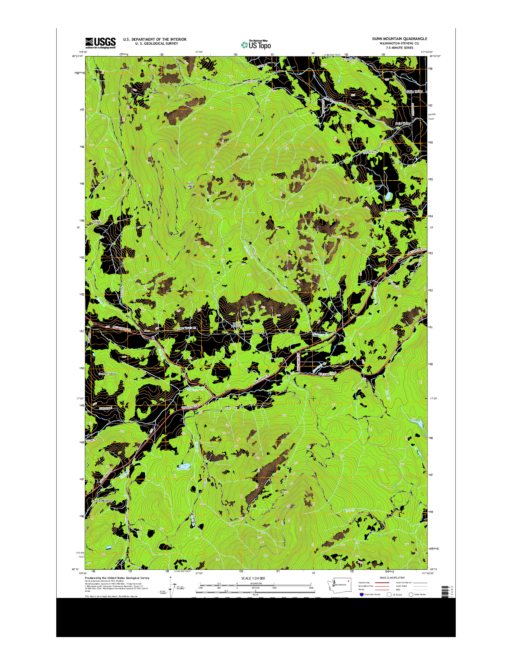 USGS US TOPO 7.5-MINUTE MAP FOR DUNN MOUNTAIN, WA 2014