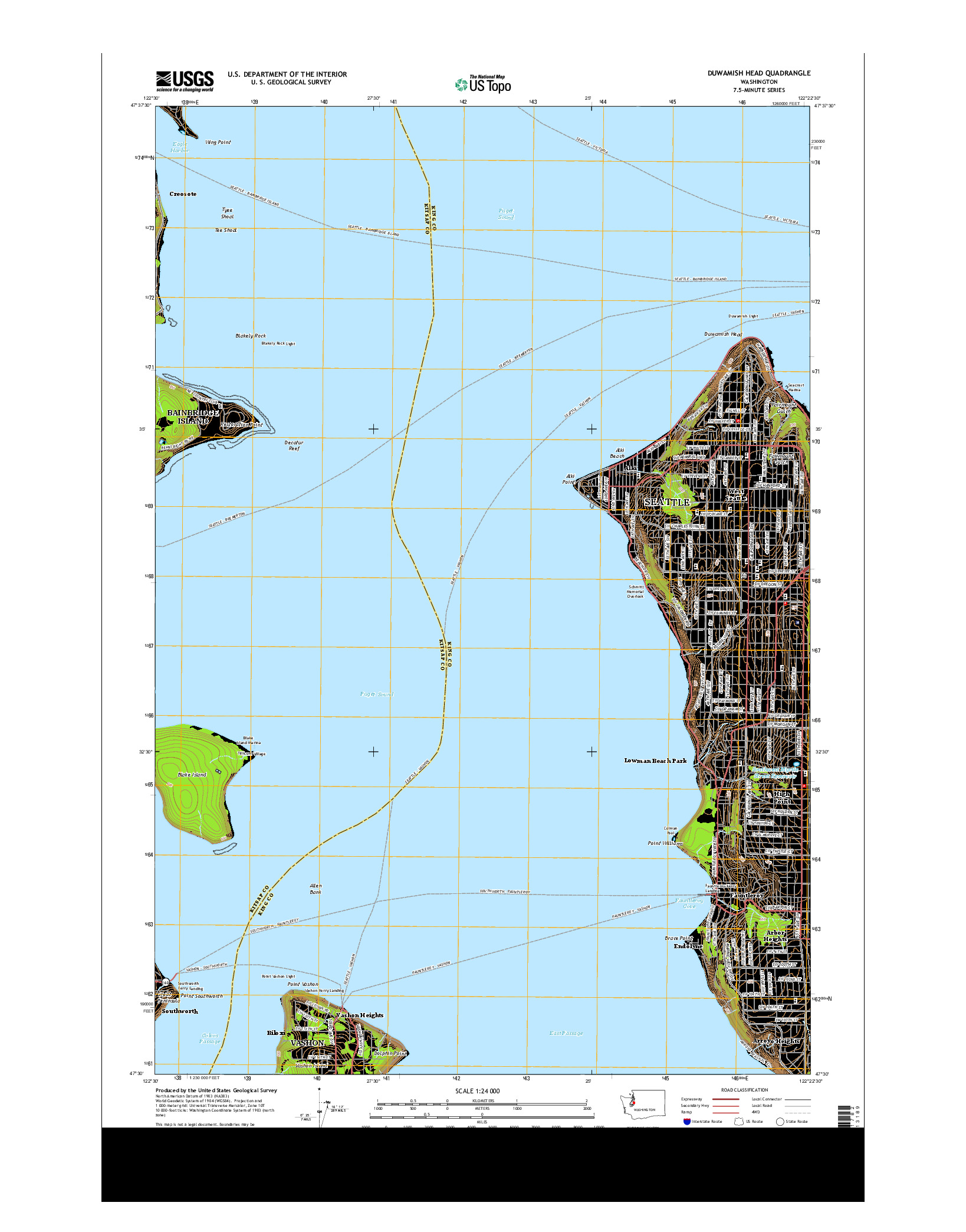 USGS US TOPO 7.5-MINUTE MAP FOR DUWAMISH HEAD, WA 2014