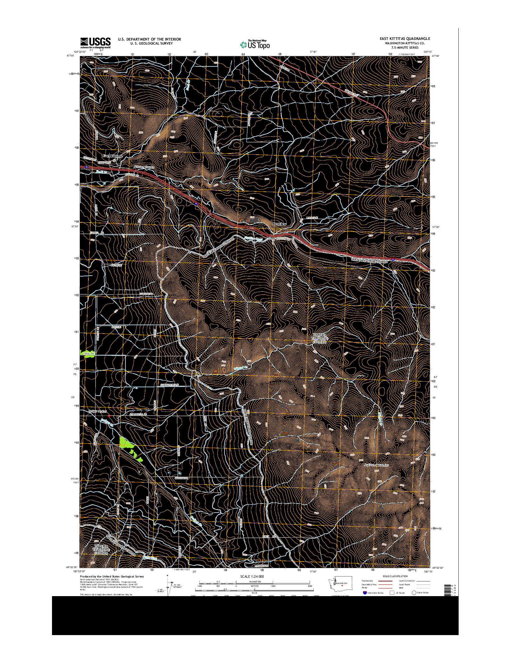 USGS US TOPO 7.5-MINUTE MAP FOR EAST KITTITAS, WA 2014