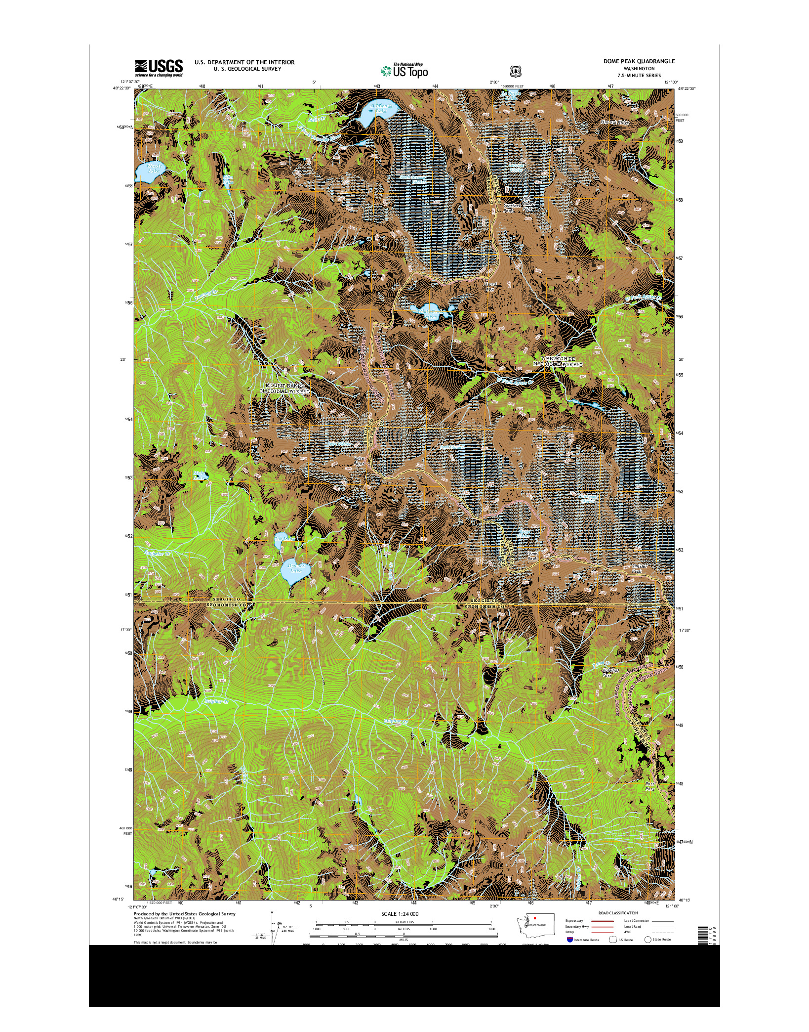 USGS US TOPO 7.5-MINUTE MAP FOR DOME PEAK, WA 2014