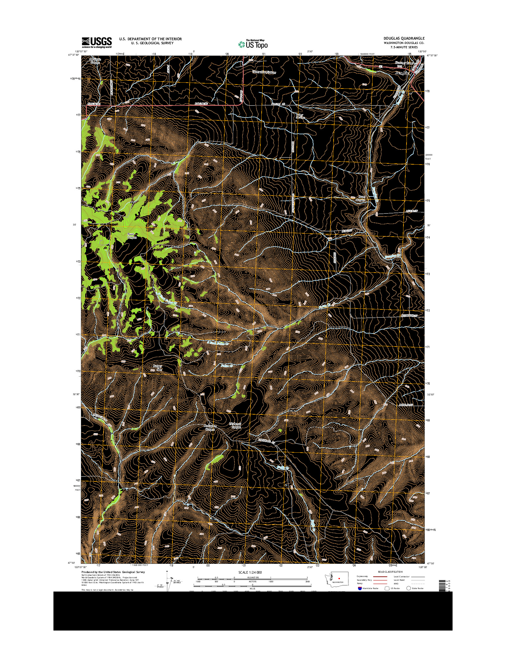 USGS US TOPO 7.5-MINUTE MAP FOR DOUGLAS, WA 2014