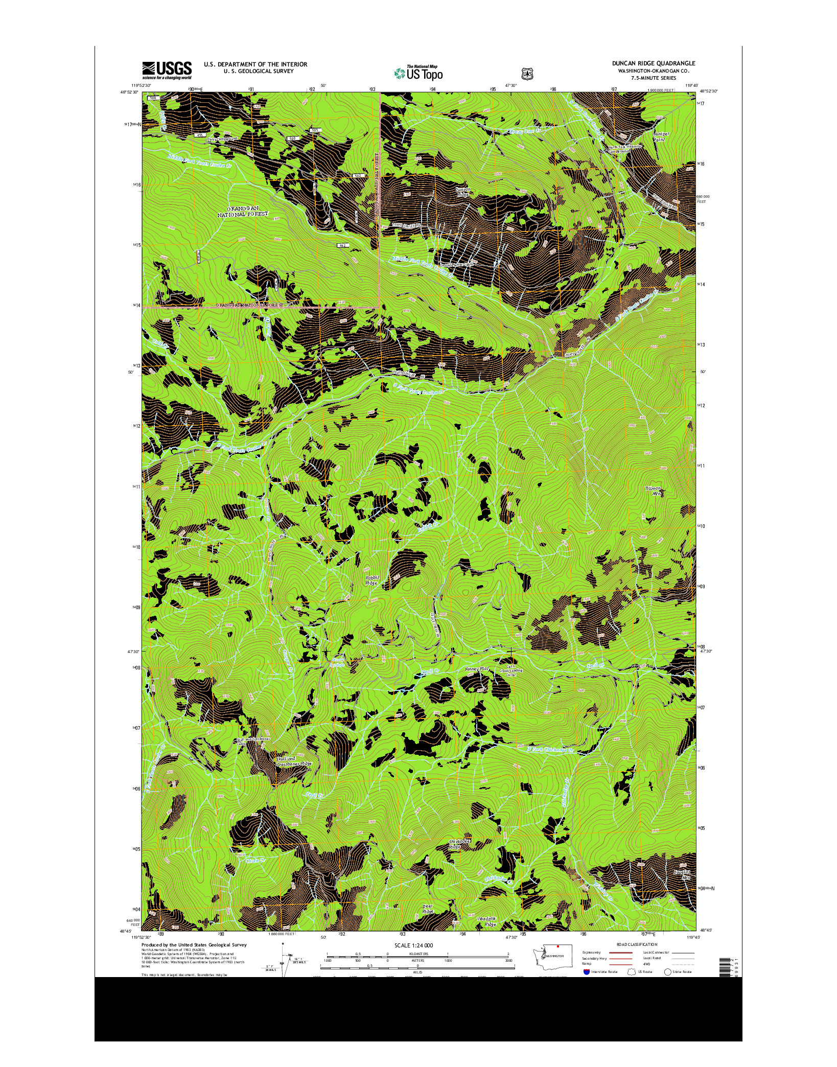 USGS US TOPO 7.5-MINUTE MAP FOR DUNCAN RIDGE, WA 2014