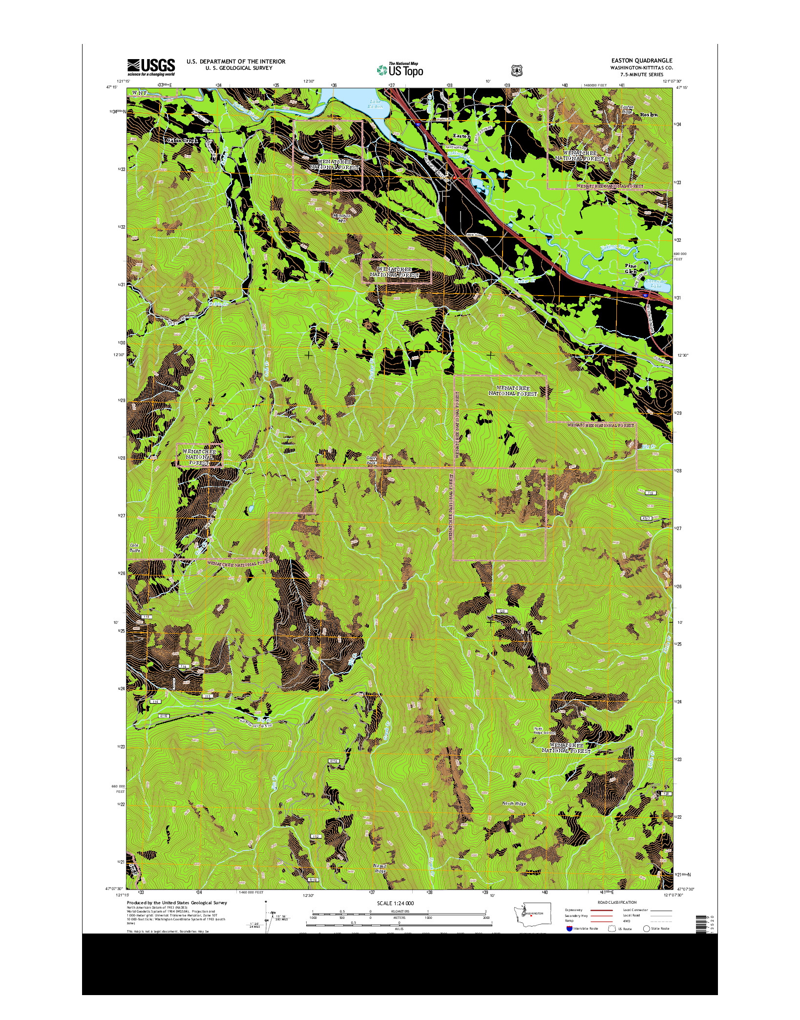 USGS US TOPO 7.5-MINUTE MAP FOR EASTON, WA 2014