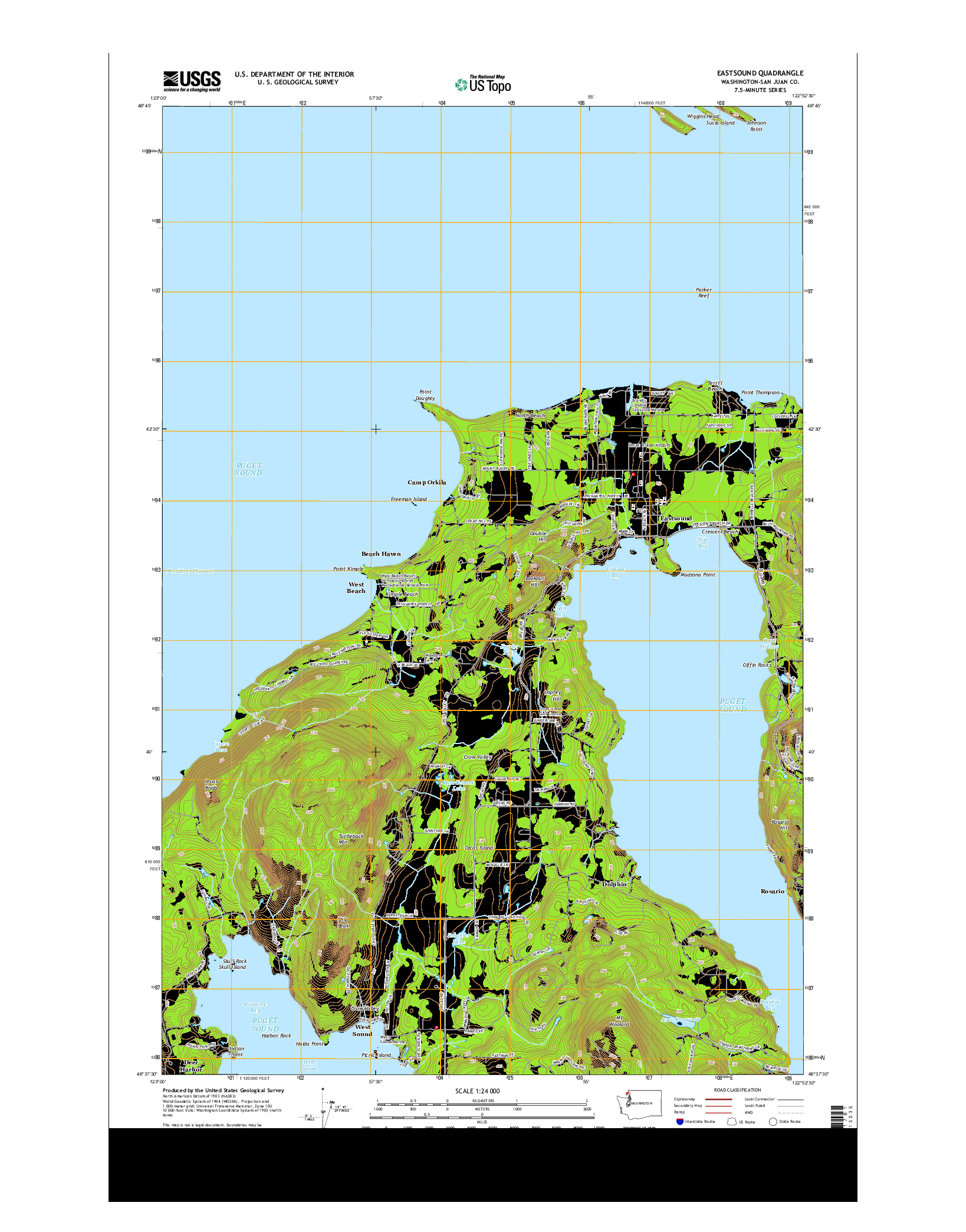 USGS US TOPO 7.5-MINUTE MAP FOR EASTSOUND, WA 2014