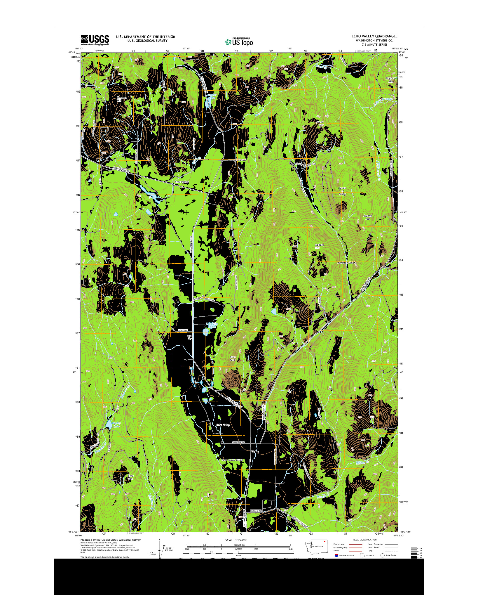 USGS US TOPO 7.5-MINUTE MAP FOR ECHO VALLEY, WA 2014