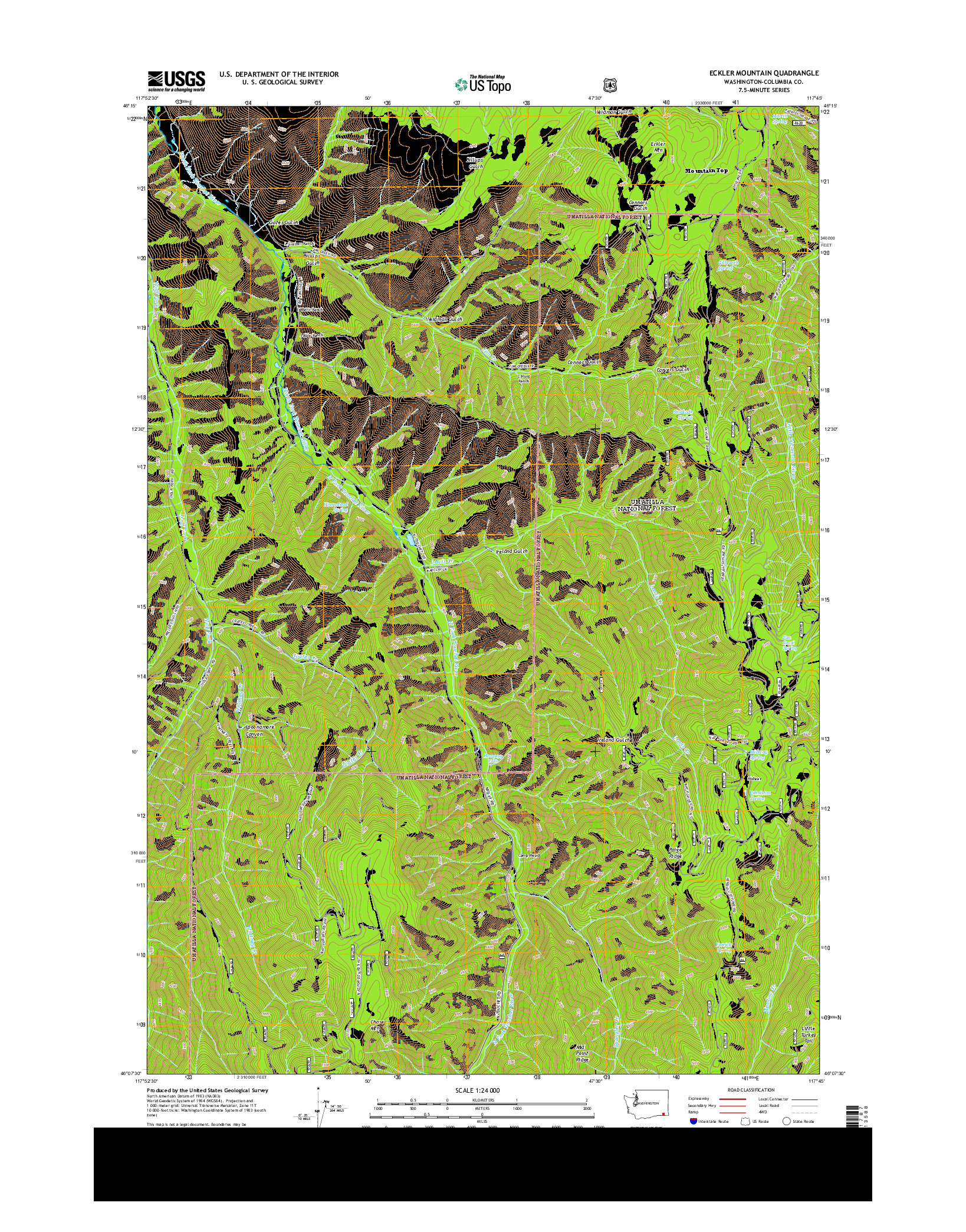 USGS US TOPO 7.5-MINUTE MAP FOR ECKLER MOUNTAIN, WA 2014