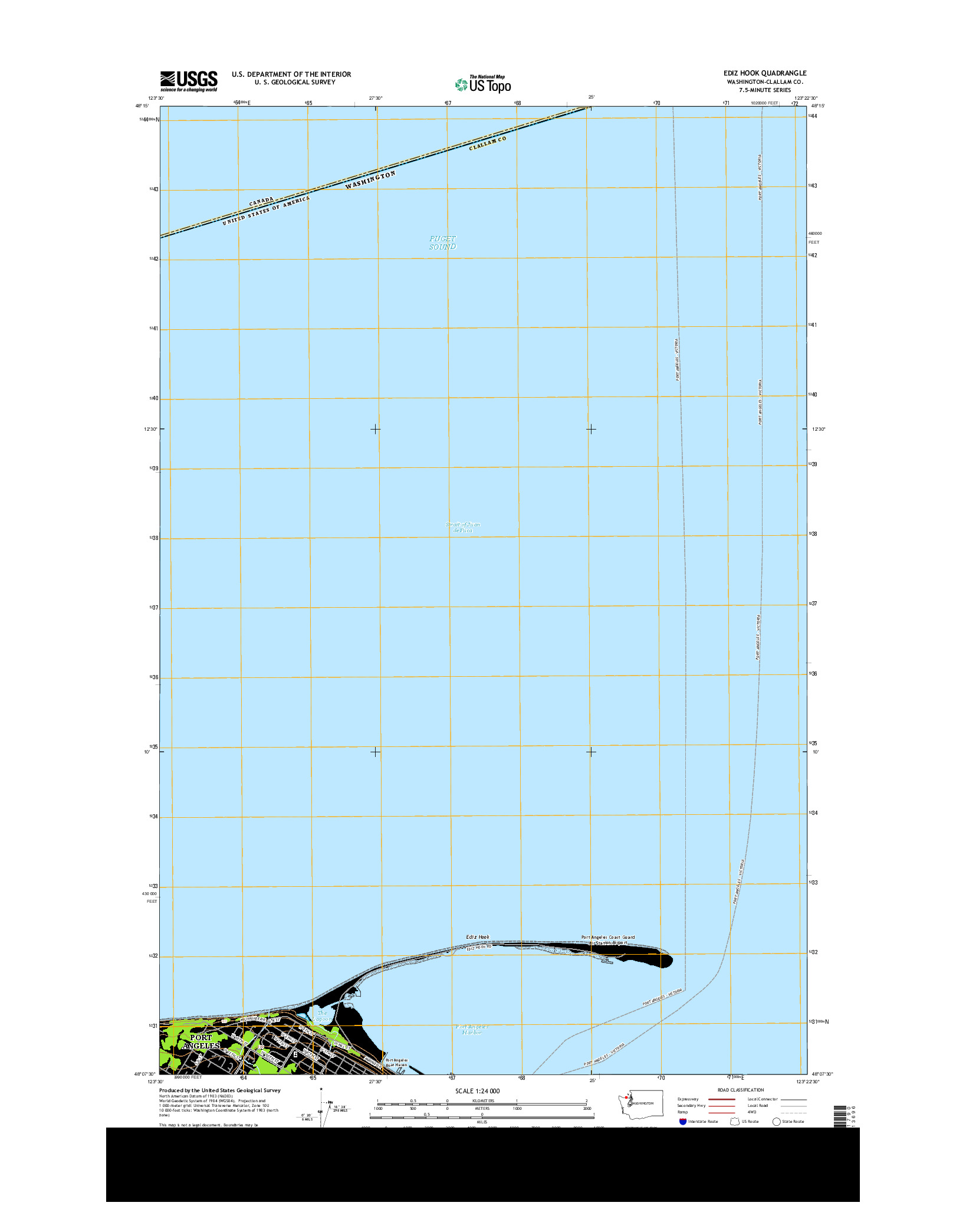 USGS US TOPO 7.5-MINUTE MAP FOR EDIZ HOOK, WA 2014