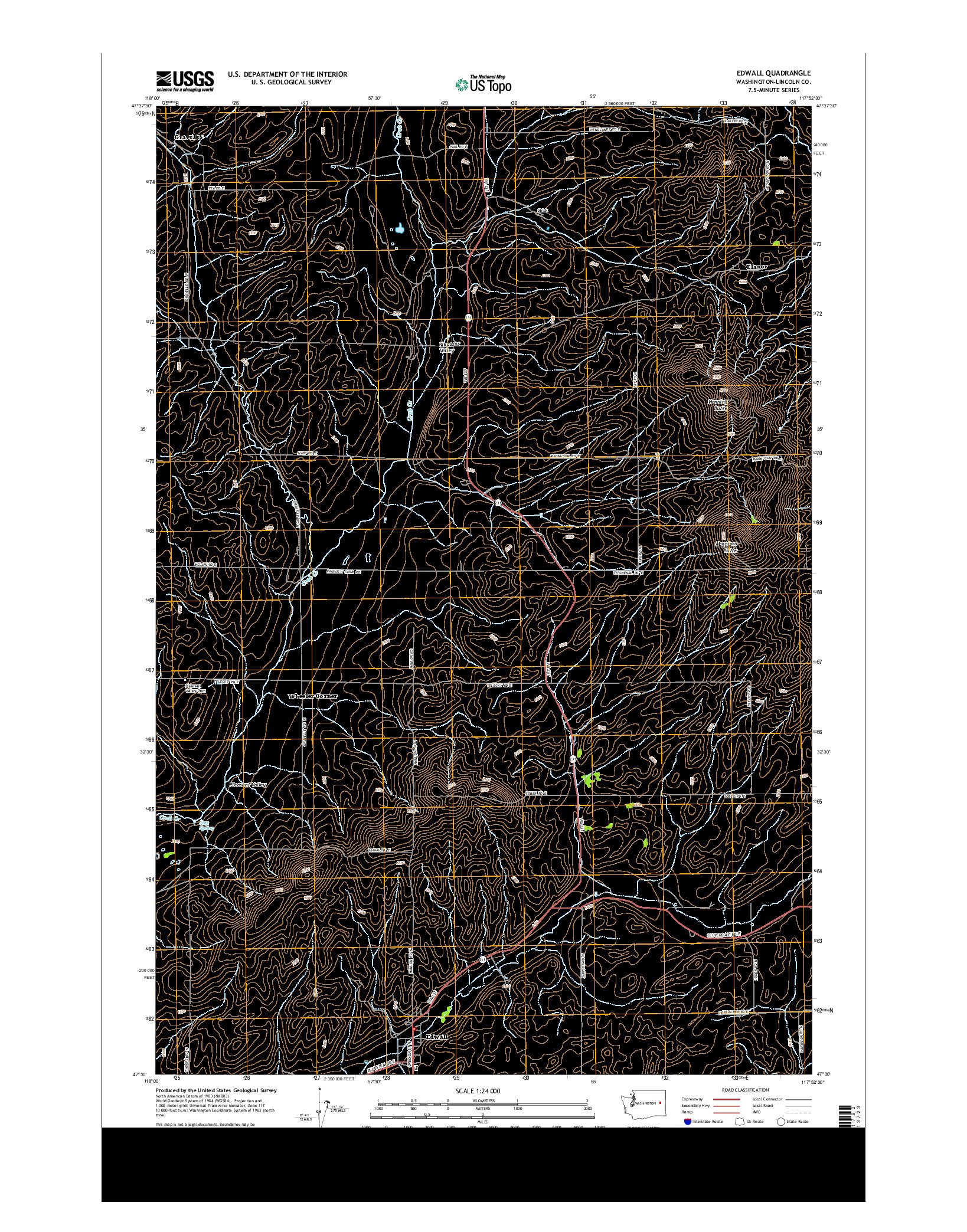 USGS US TOPO 7.5-MINUTE MAP FOR EDWALL, WA 2014