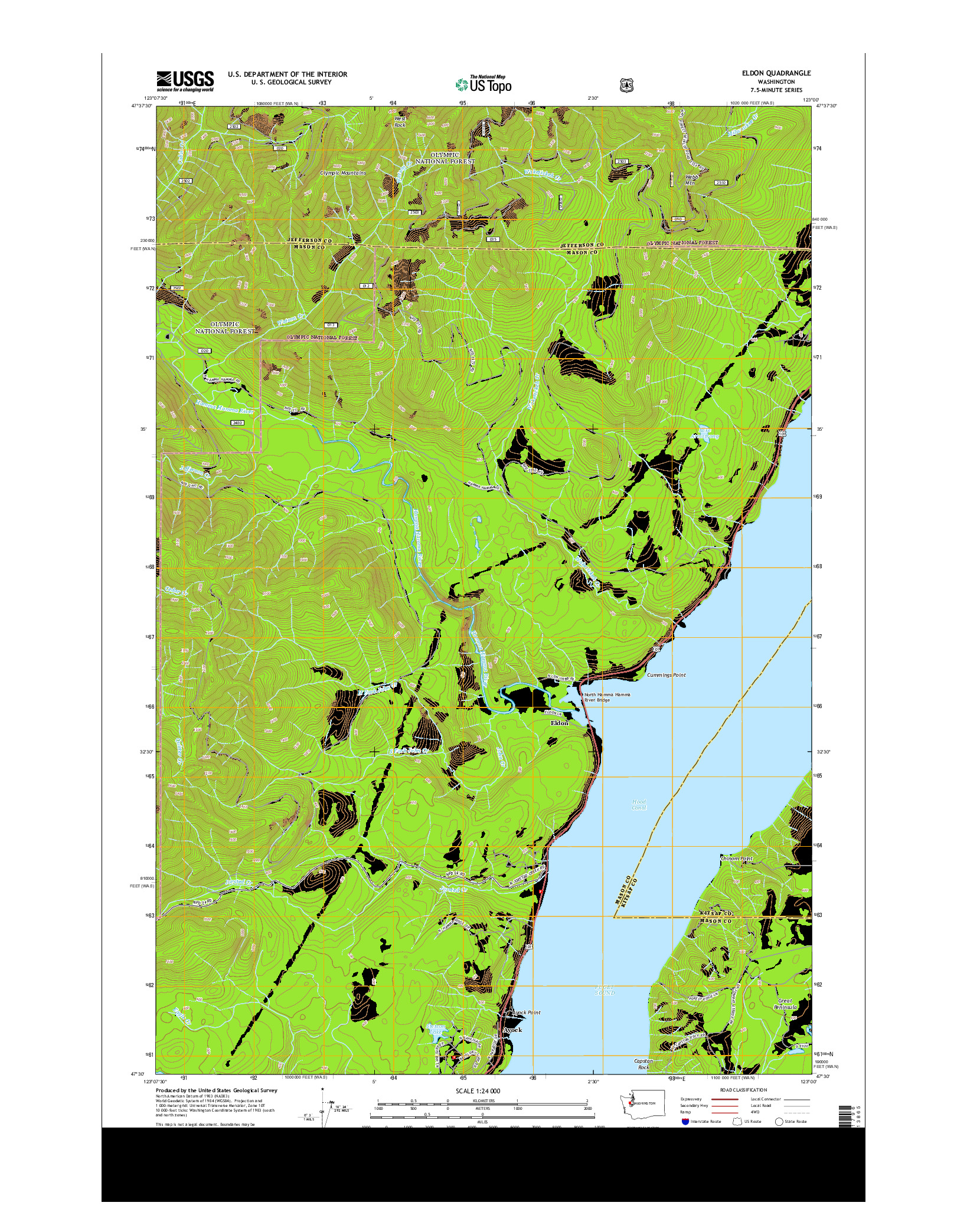 USGS US TOPO 7.5-MINUTE MAP FOR ELDON, WA 2014