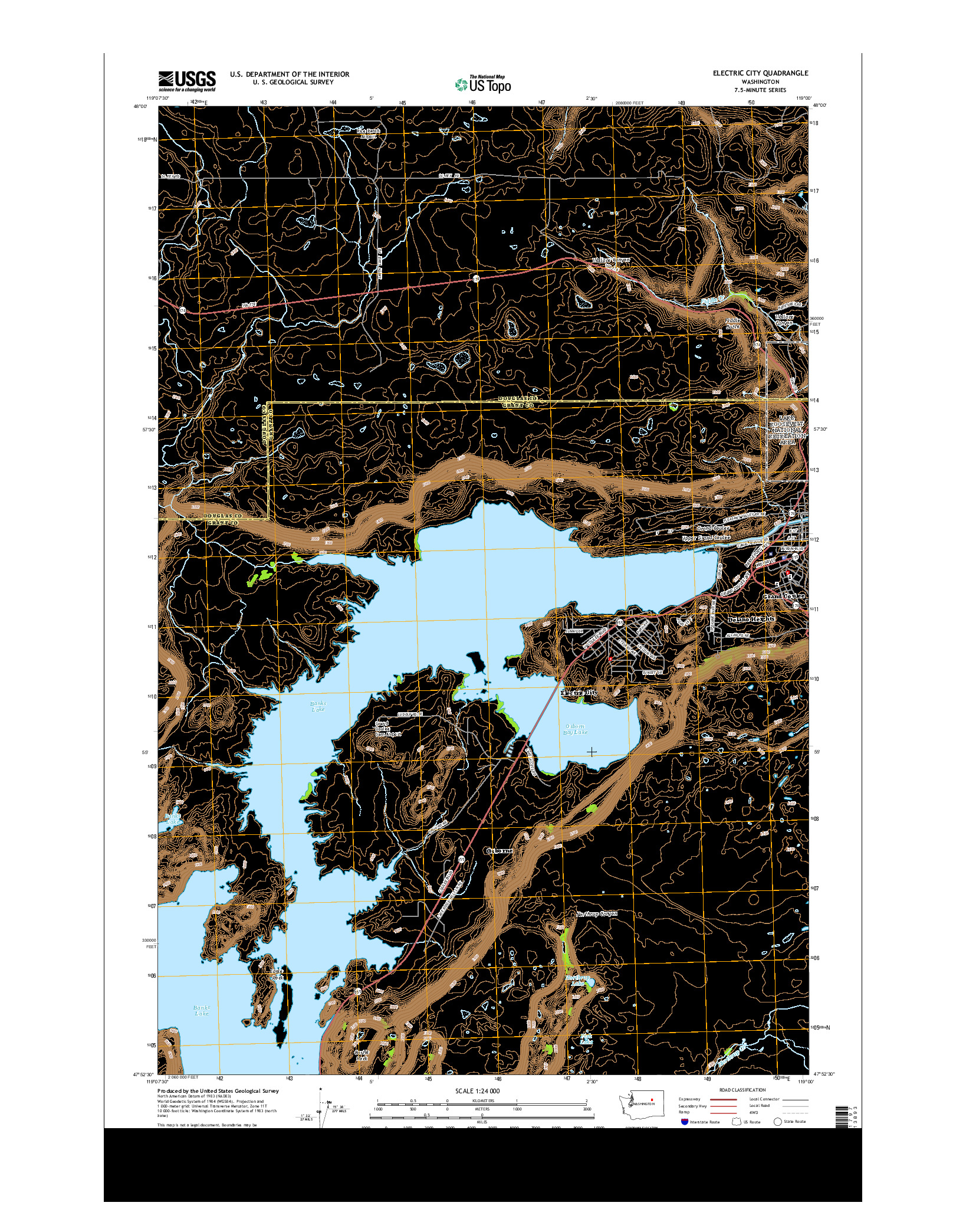 USGS US TOPO 7.5-MINUTE MAP FOR ELECTRIC CITY, WA 2014