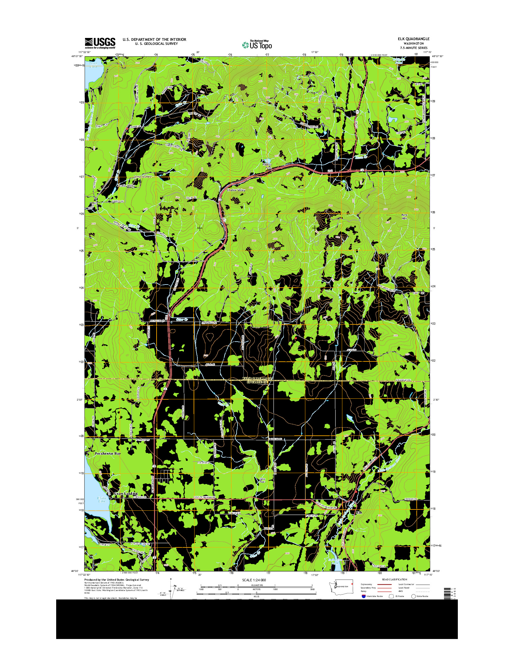 USGS US TOPO 7.5-MINUTE MAP FOR ELK, WA 2014