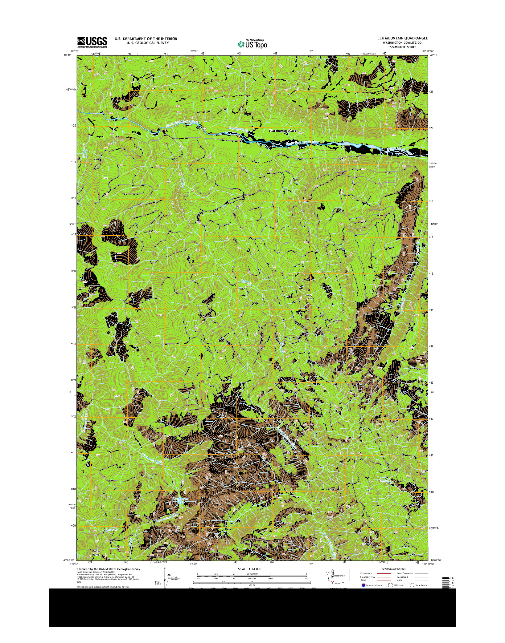 USGS US TOPO 7.5-MINUTE MAP FOR ELK MOUNTAIN, WA 2014