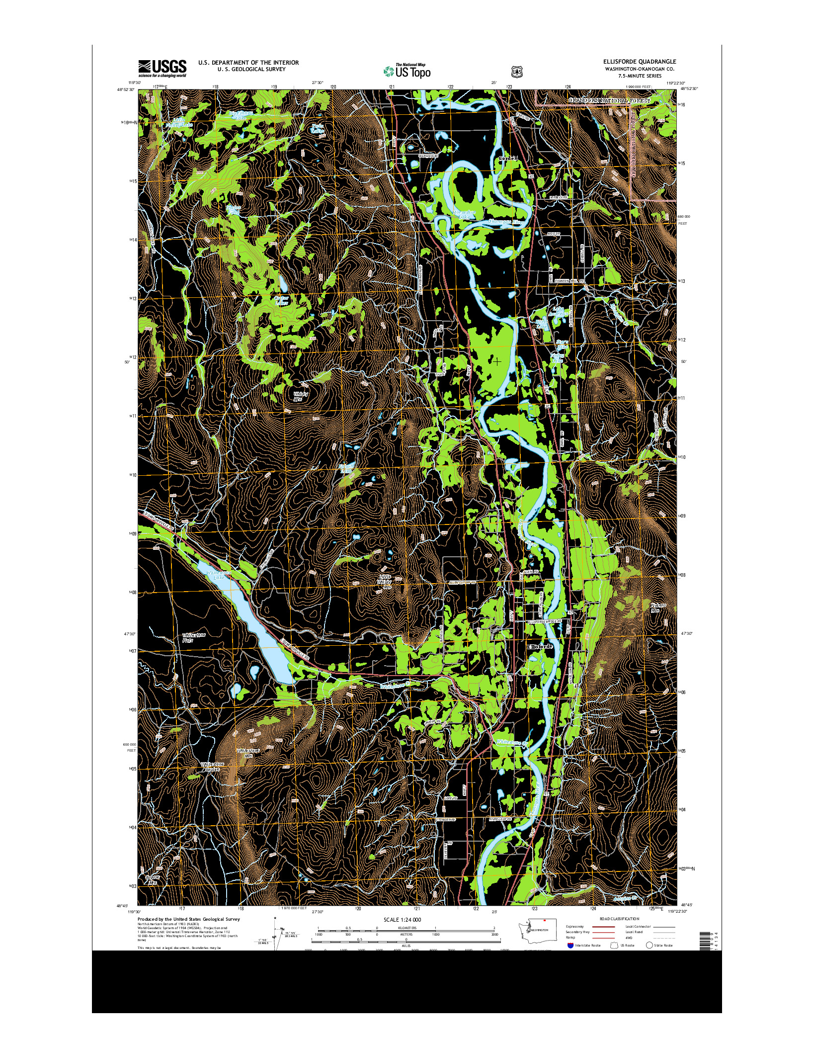 USGS US TOPO 7.5-MINUTE MAP FOR ELLISFORDE, WA 2014