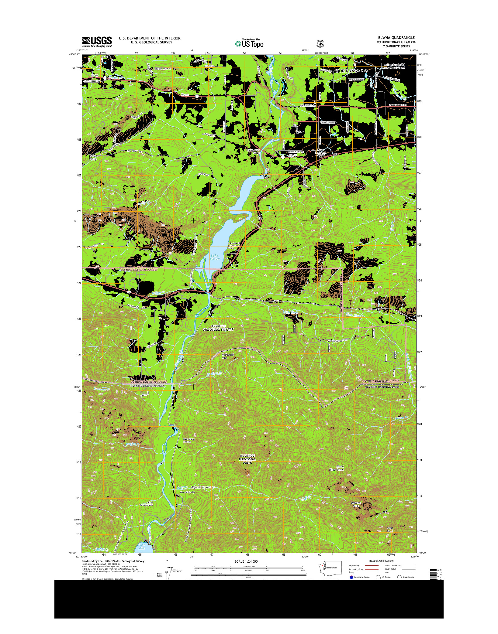 USGS US TOPO 7.5-MINUTE MAP FOR ELWHA, WA 2014