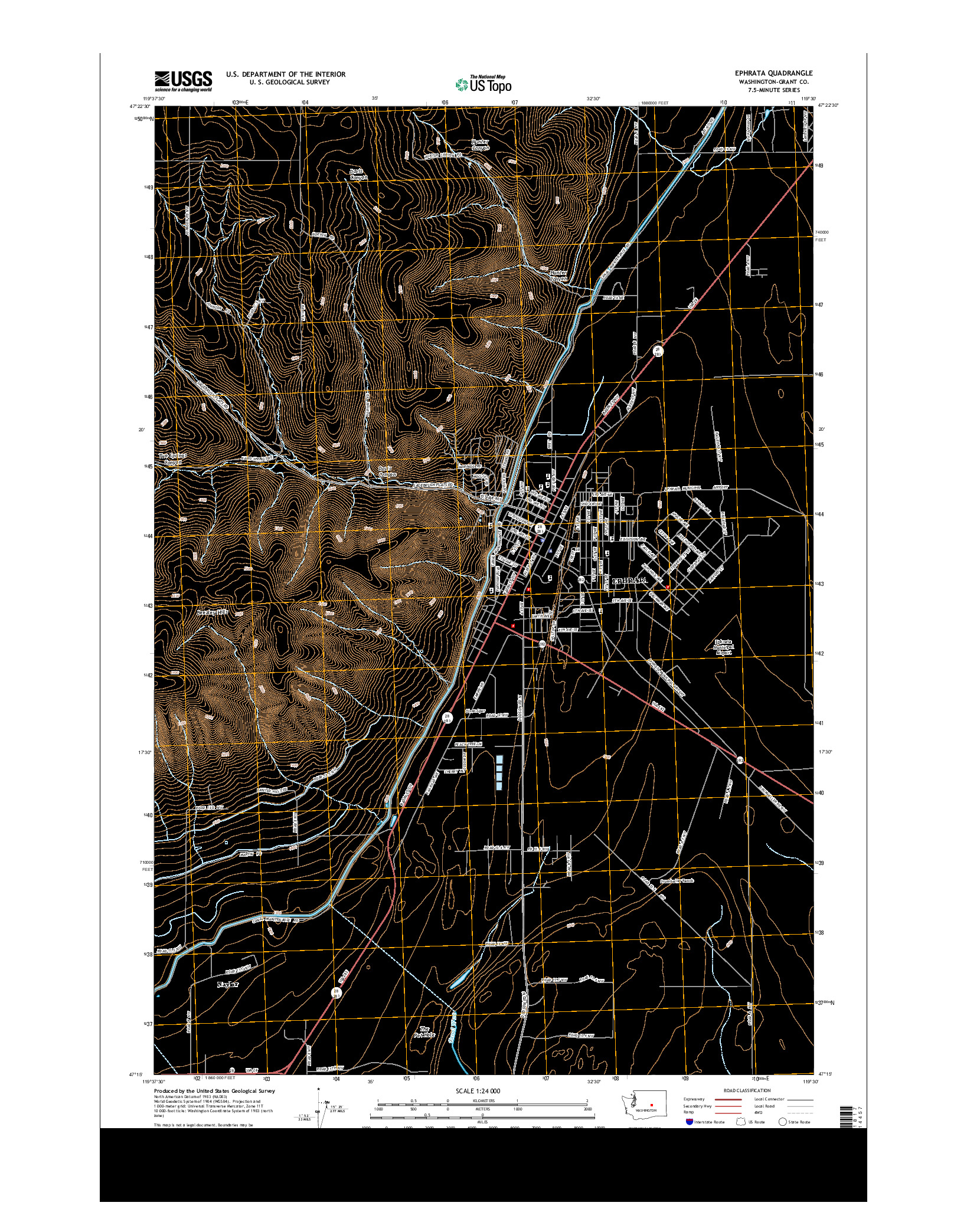 USGS US TOPO 7.5-MINUTE MAP FOR EPHRATA, WA 2014