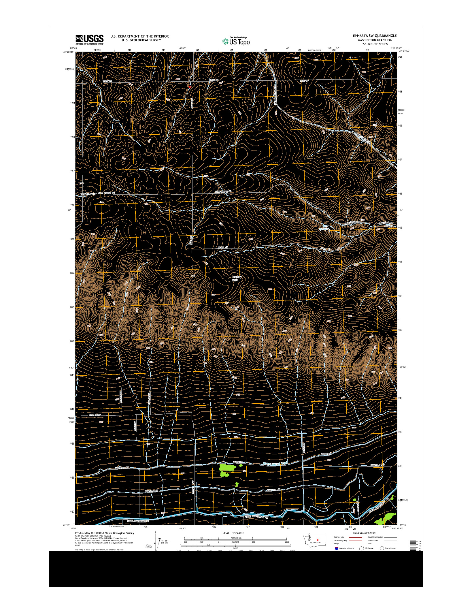 USGS US TOPO 7.5-MINUTE MAP FOR EPHRATA SW, WA 2014