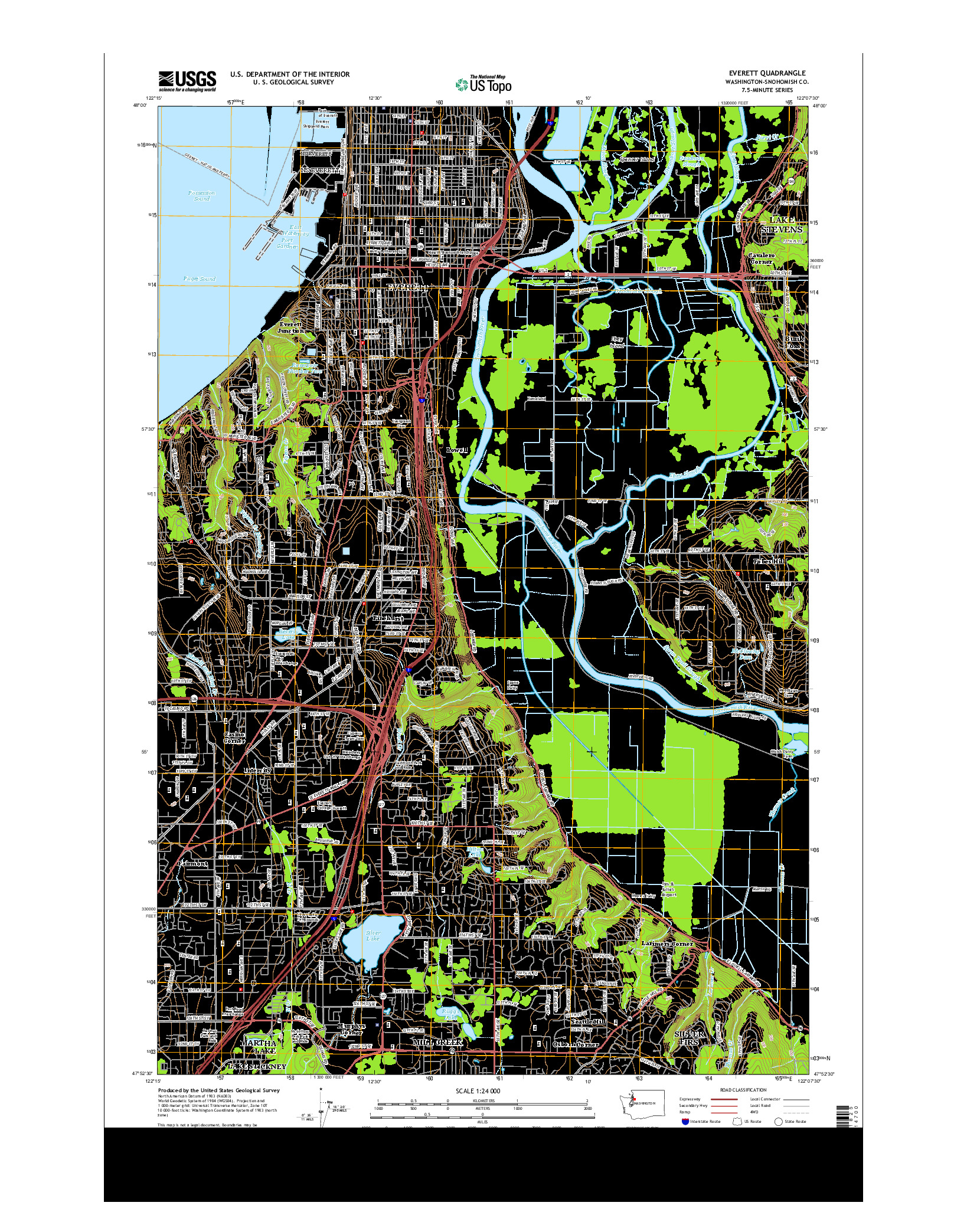 USGS US TOPO 7.5-MINUTE MAP FOR EVERETT, WA 2014